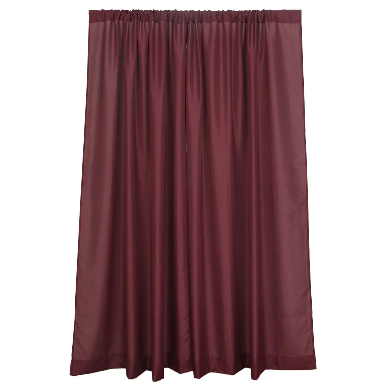 2 Pack Burgundy Polyester Event Curtain Drapes, 10ftx8ft Backdrop Event Panels With Rod Pockets 130 GSM