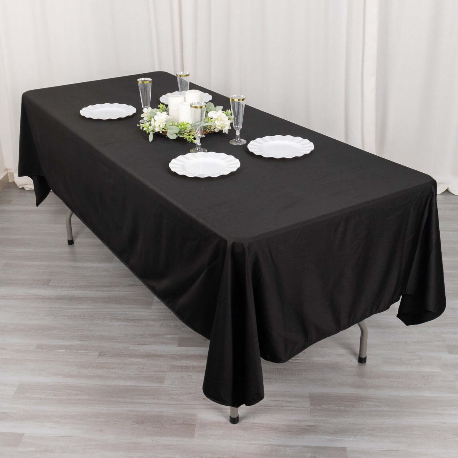 Premium Scuba Rectangular 60x102 Tablecloth Black - Wrinkle Free & Stain Resistant Table Cover for Weddings and Banquets