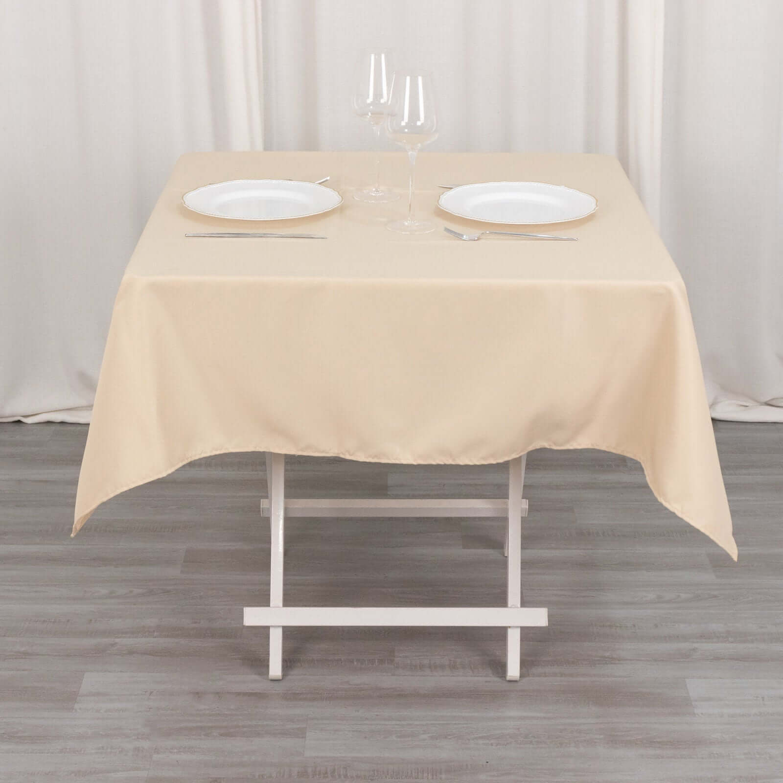 Premium Polyester 54x54 Square Tablecloth Beige - Stain and Wrinkle-Resistant 220GSM Table Cover