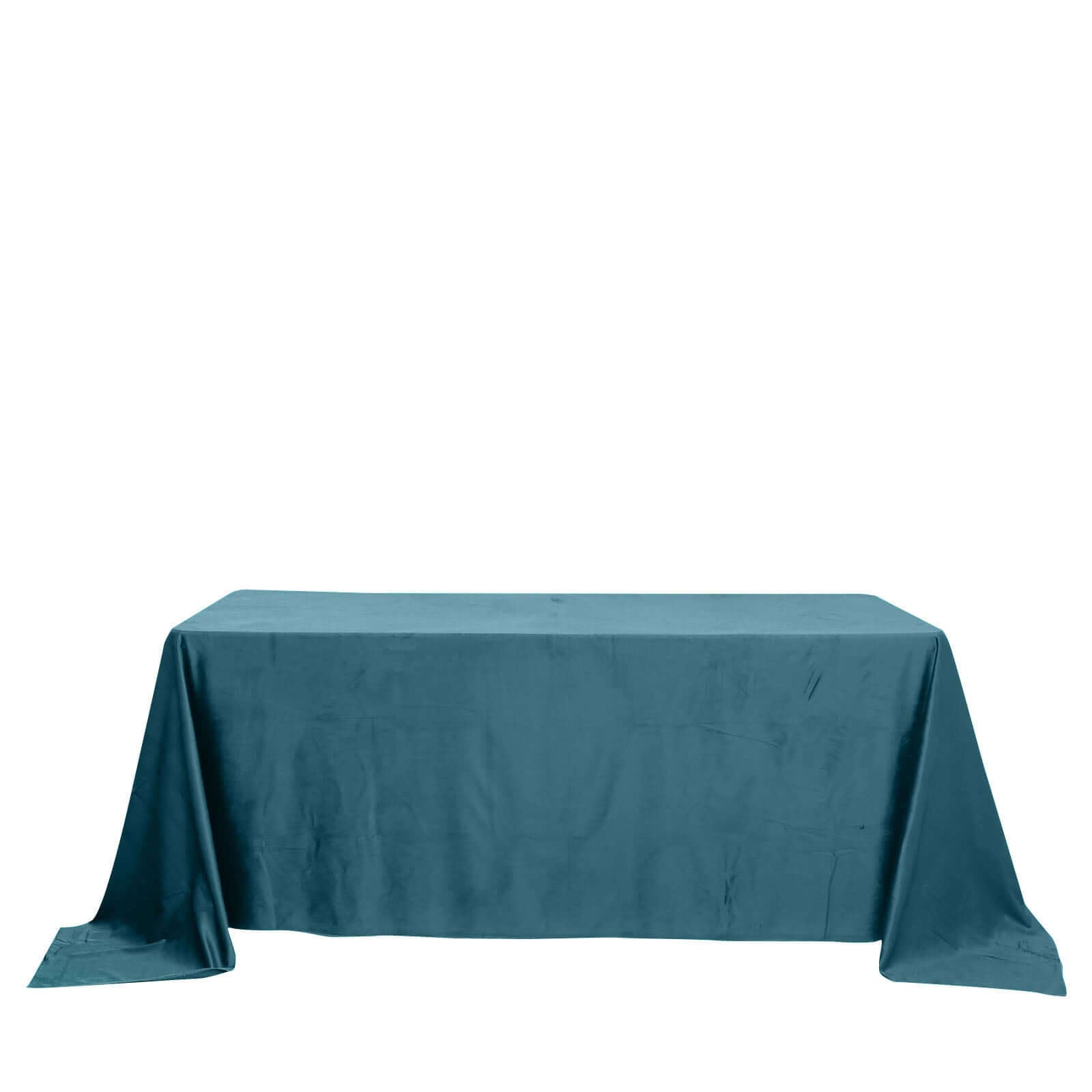 Premium Velvet 90x132 Rectangle Tablecloth Peacock Teal - Reusable Soft & Seamless Table Cover