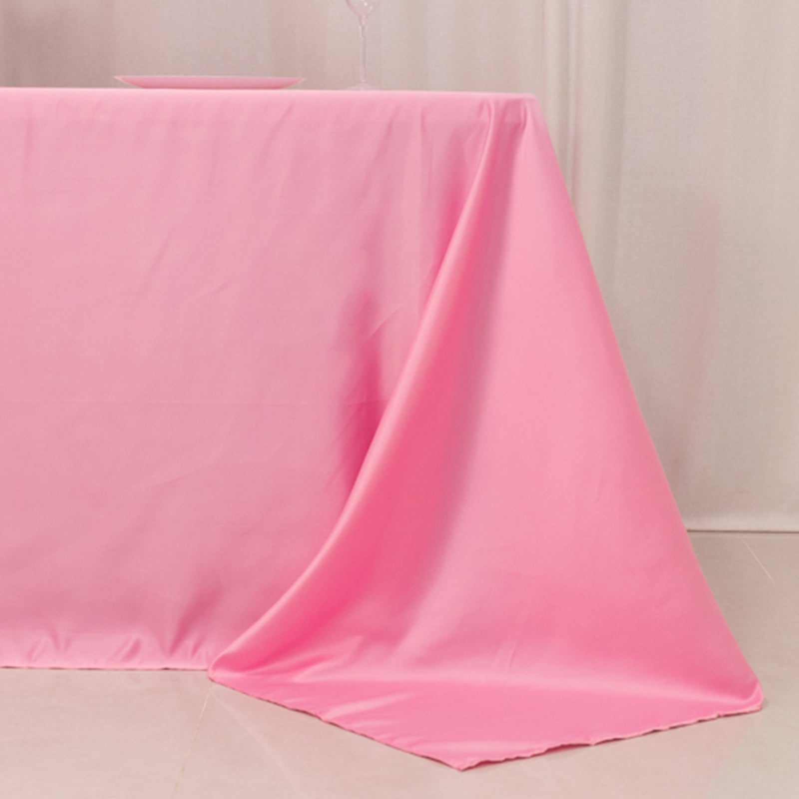 Lamour Satin 90x132 Rectangle Tablecloth Pink - Soft & Silk-Like Seamless Table Cover