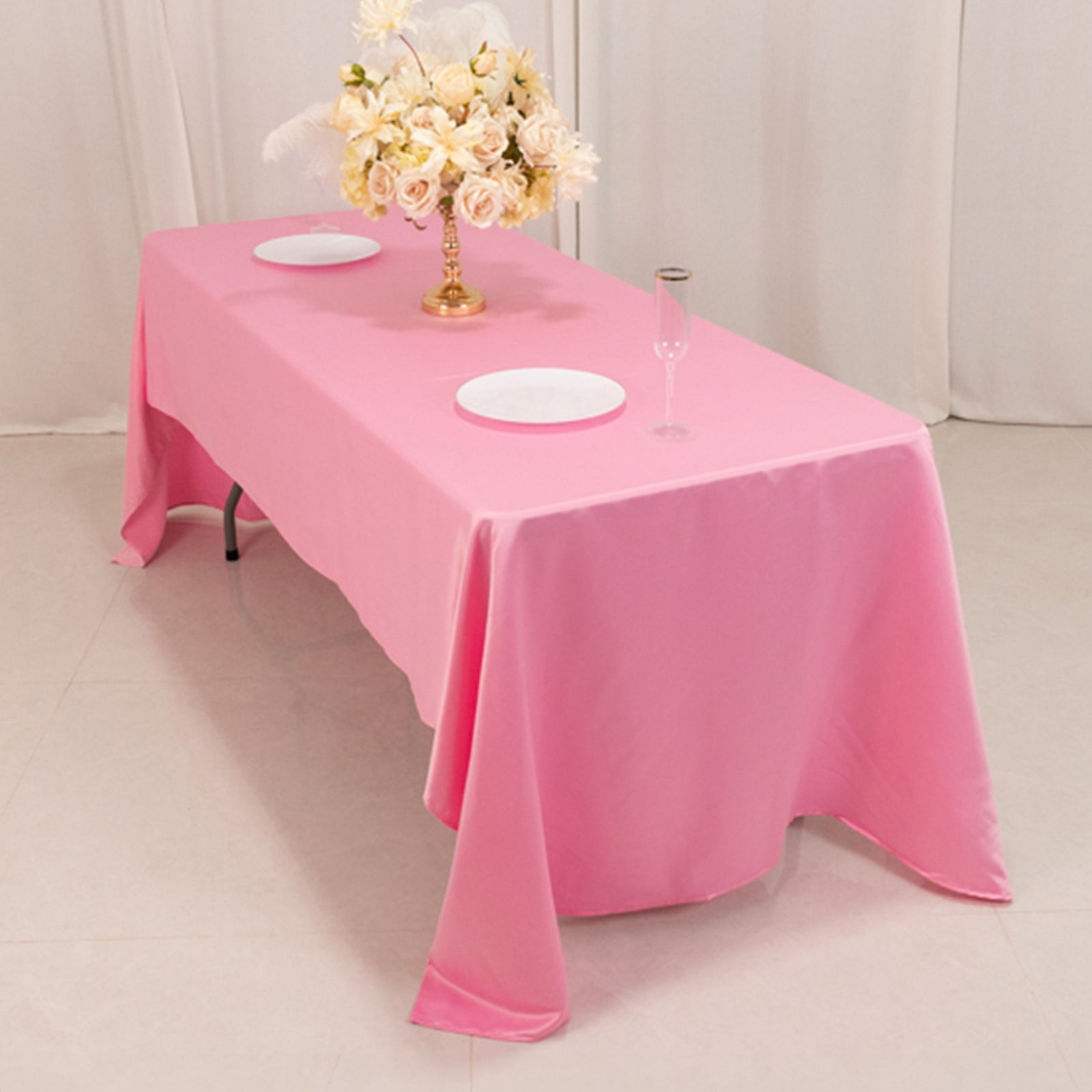 Lamour Satin 60x126 Rectangle Tablecloth Pink - Soft & Silk-Like Table Cover