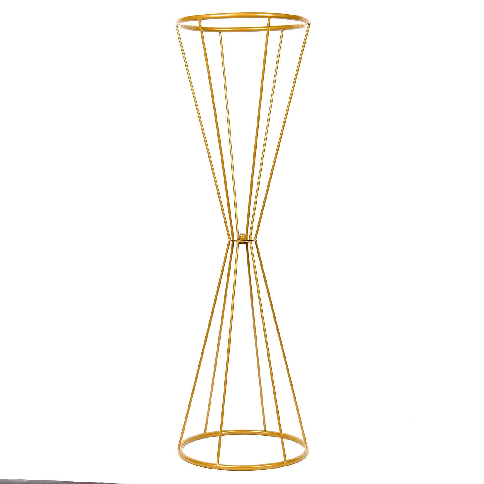 Dual Cone Reversible Flower Stand Gold Metal Geometric Pedestal - Wedding Centerpiece 27