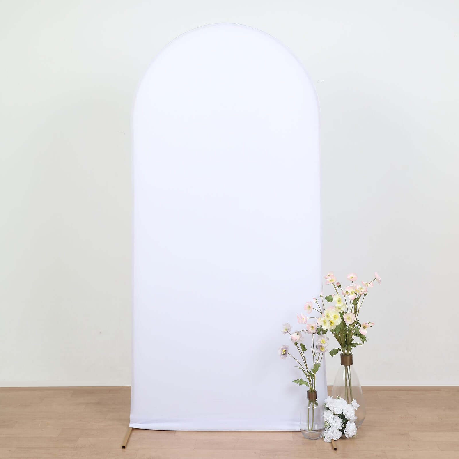 7ft Matte White Spandex Fitted Chiara Backdrop Stand Cover For Round Top Wedding Arch