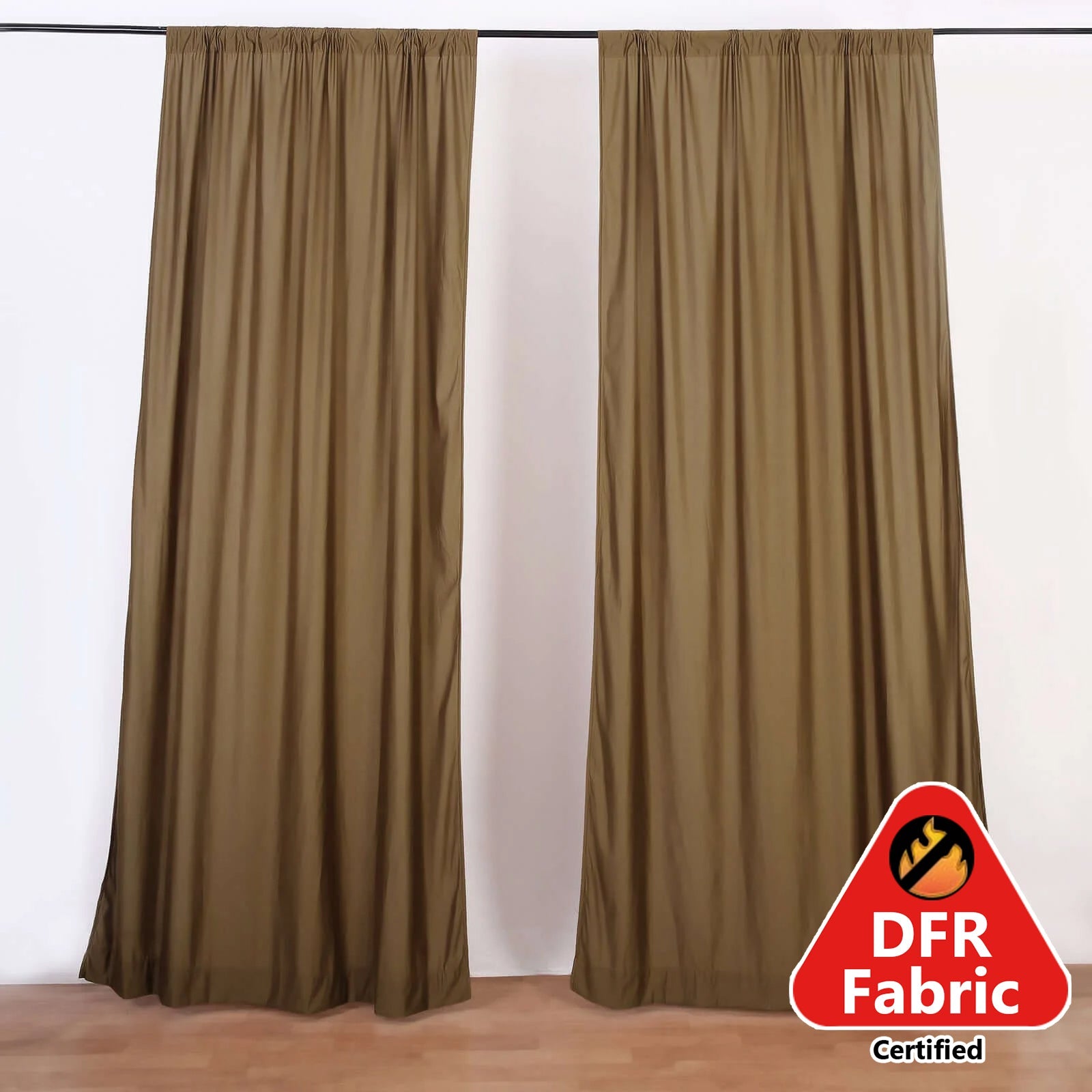 2 Pack Taupe Scuba Polyester Event Curtain Drapes, Durable Flame Resistant Backdrop Event Panels Wrinkle Free with Rod Pockets - 10ftx10ft