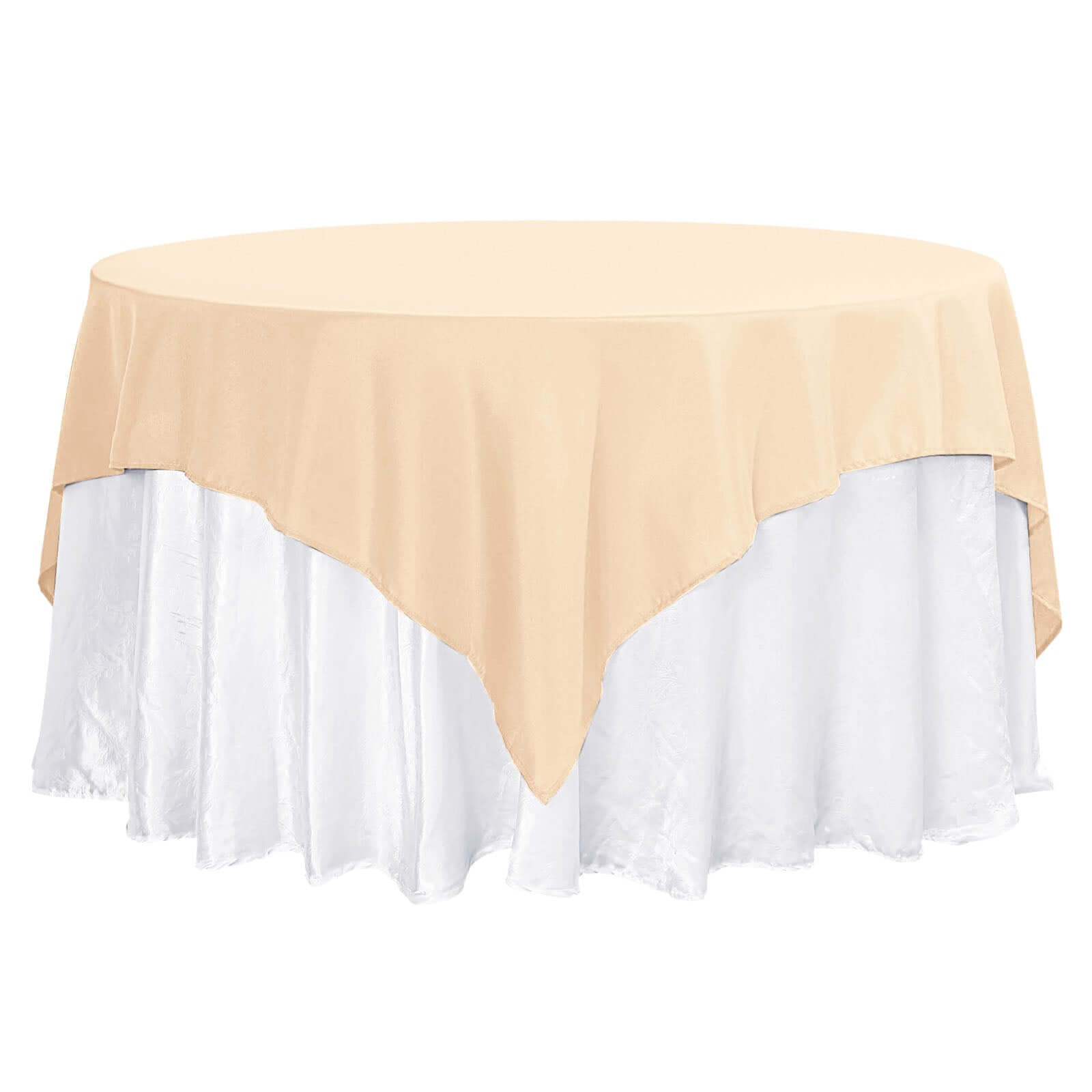 Premium Polyester 70x70 Table Overlay Square Tablecloth Beige 220GSM Wrinkle-Resistant Table Cover