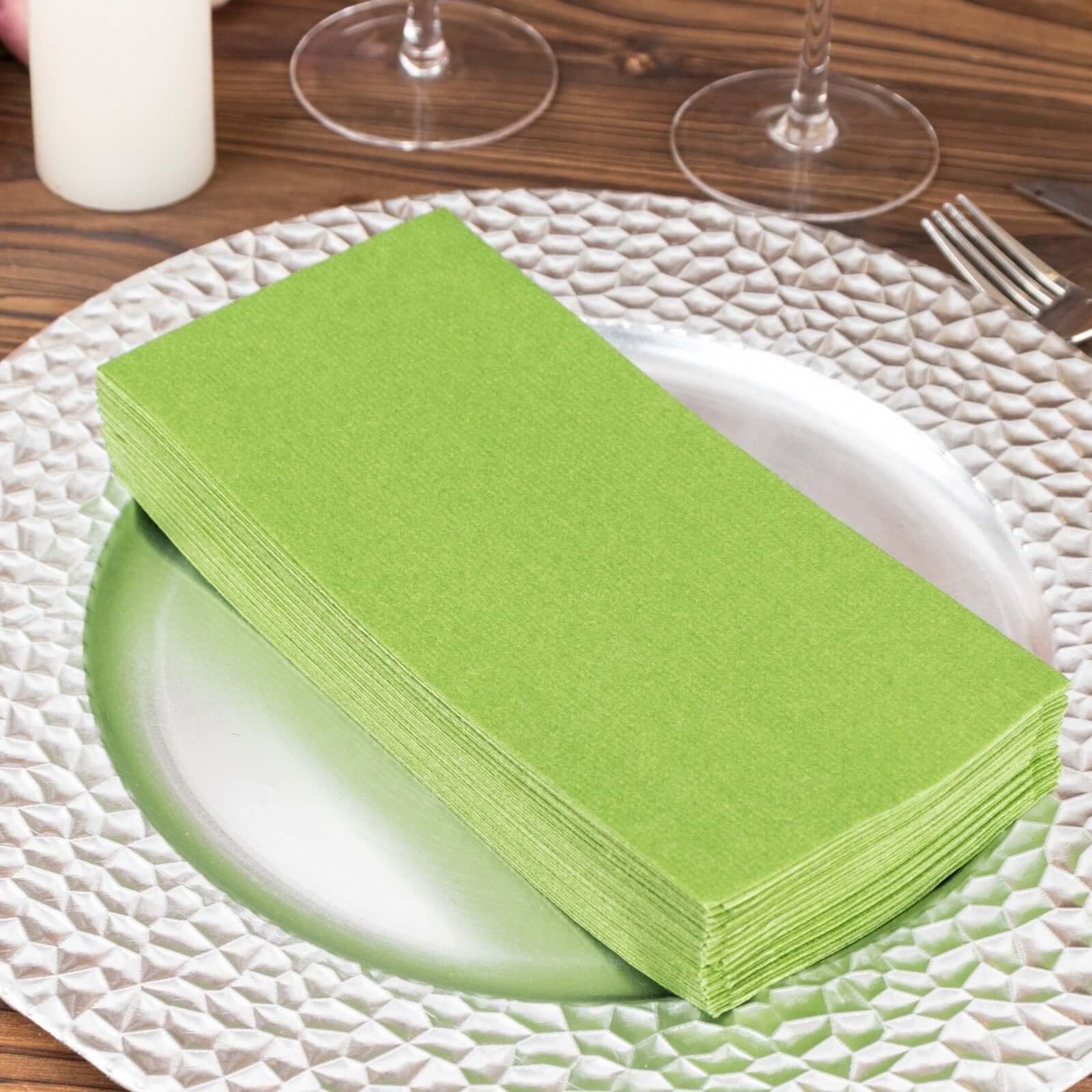 20-Pack Paper Linen-Like Napkins Olive Green - Disposable Hygienic Airlaid Guest Towels 8.5x4