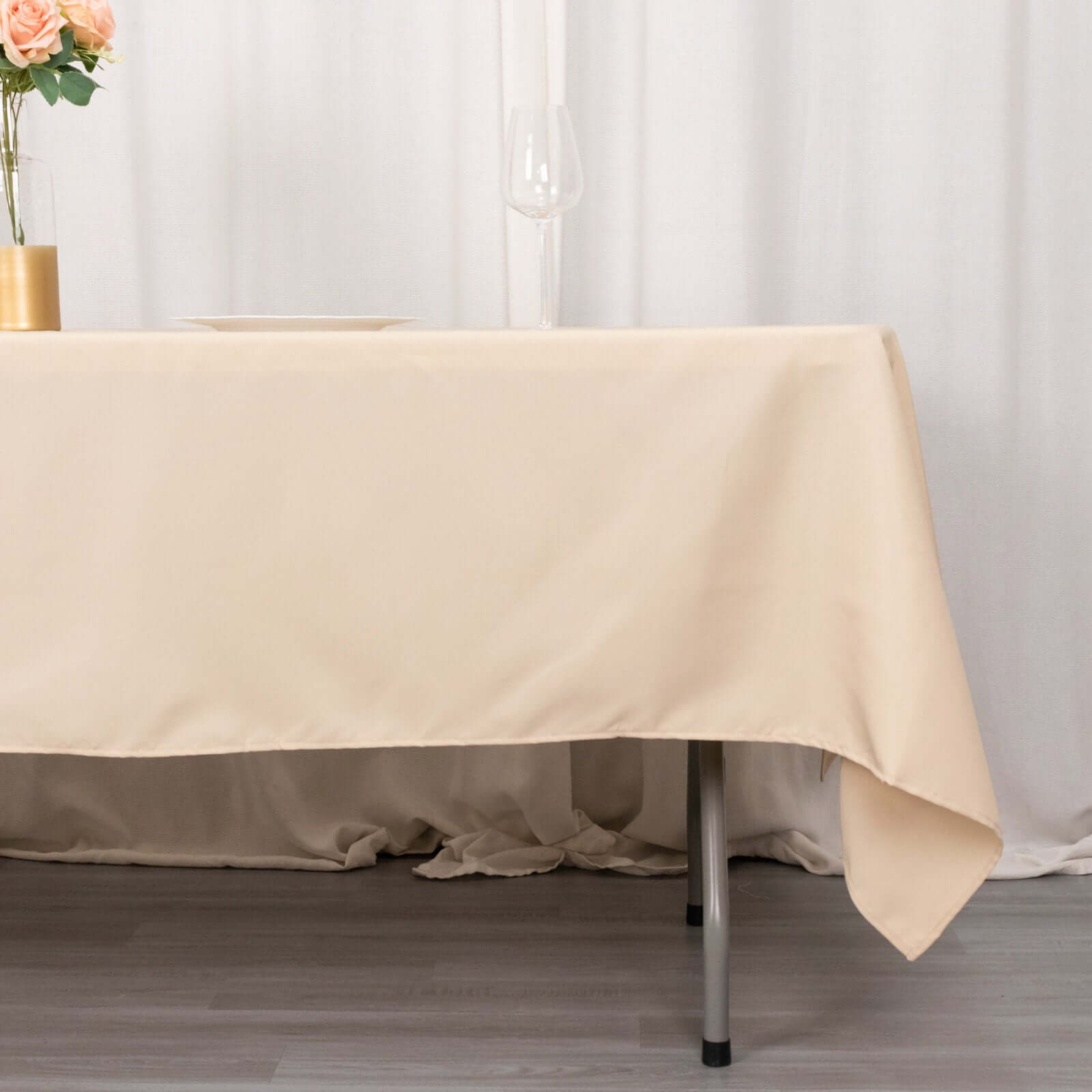 Premium Polyester 60x102 Rectangle Tablecloth Beige - Durable 220GSM Wrinkle-Resistant Table Cover