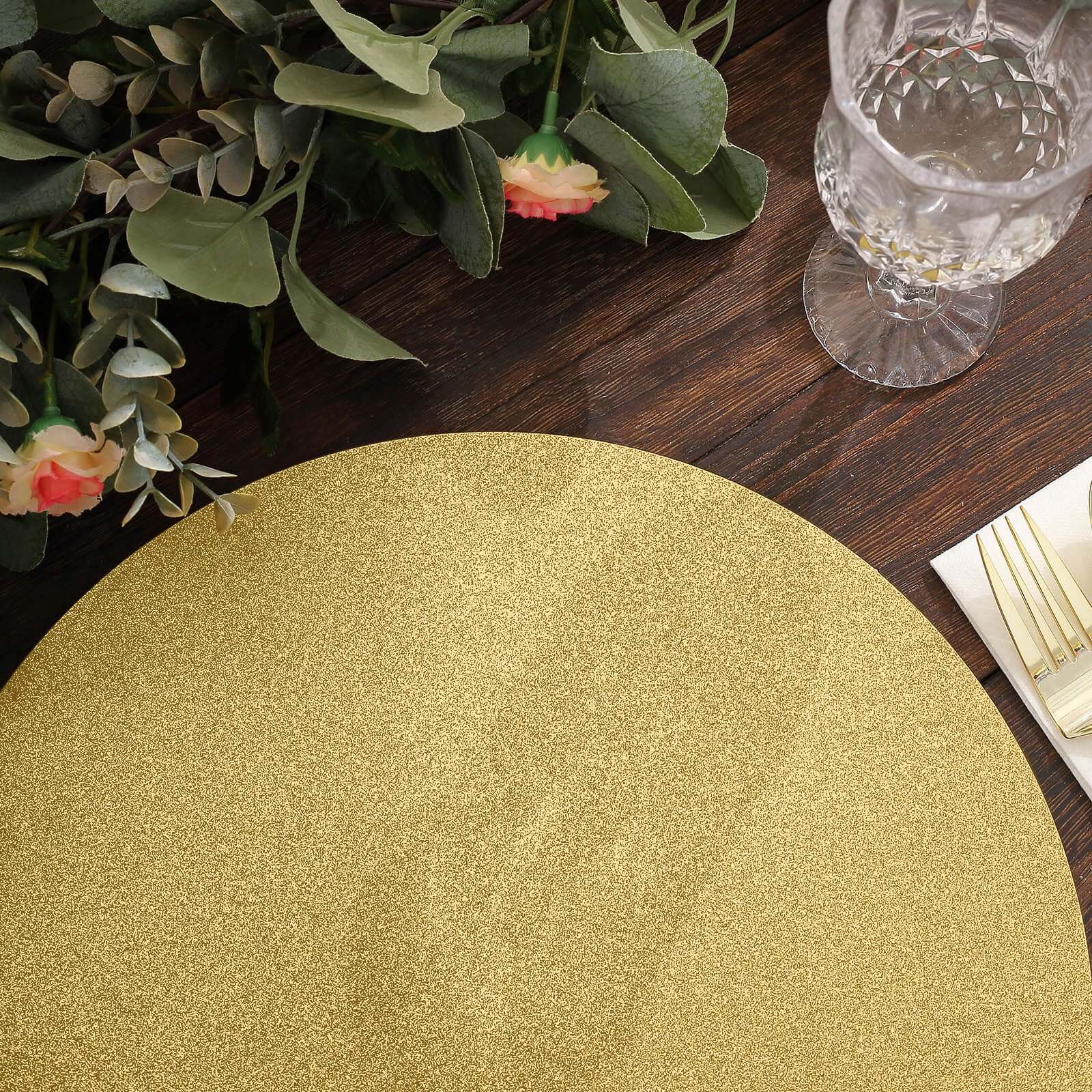 20-Pack Disposable Table Placemats in Gold Glitter - 210GSM Paper Placemats for Classy Events 13