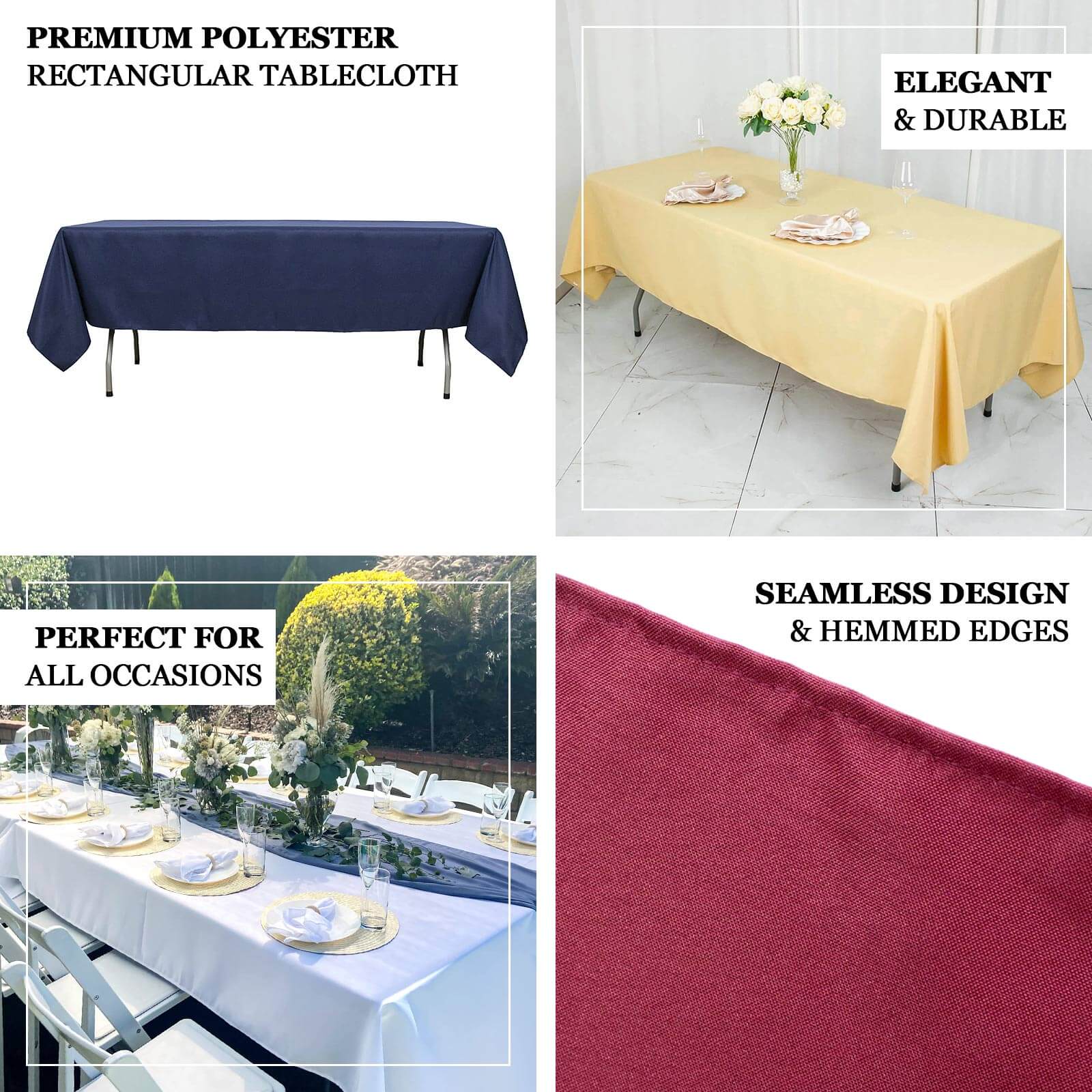 Premium Polyester 60x102 Rectangle Tablecloth Red - Durable 220GSM Wrinkle-Resistant Table Cover