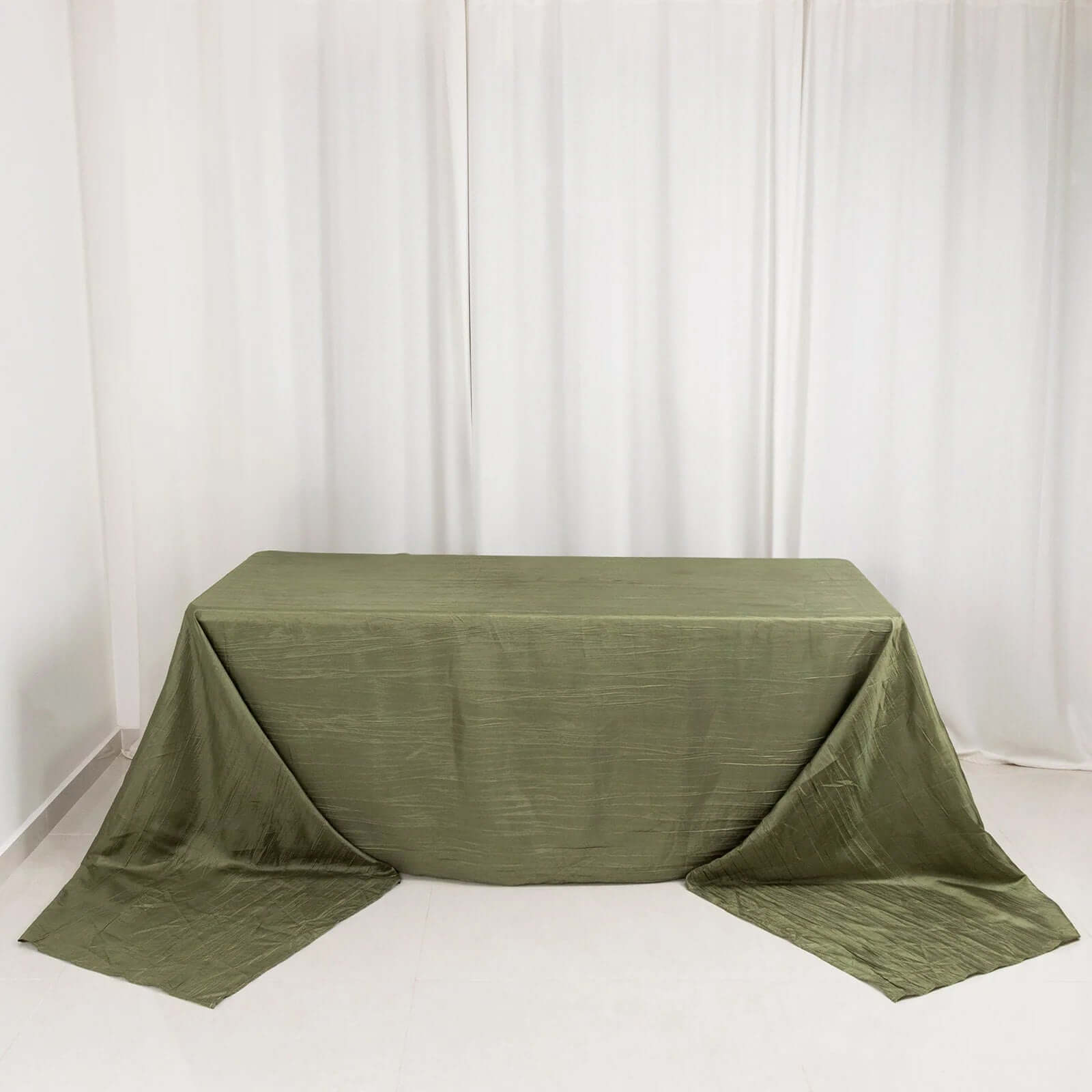 Taffeta 90x156 Rectangle Tablecloth Dusty Sage Green - Accordion Crinkle Seamless Table Cover