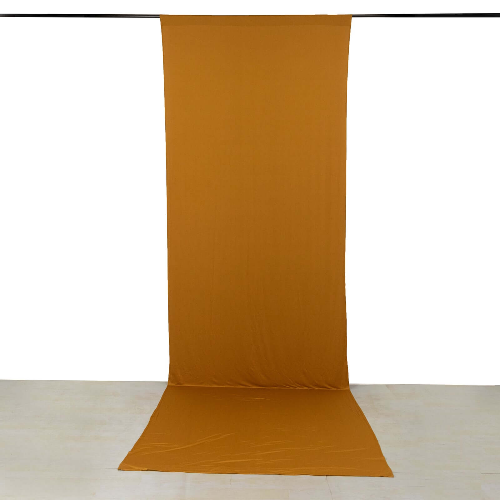 Gold 4-Way Stretch Spandex Event Curtain Drapes, Wrinkle Free Backdrop Event Panel with Rod Pockets - 5ftx16ft