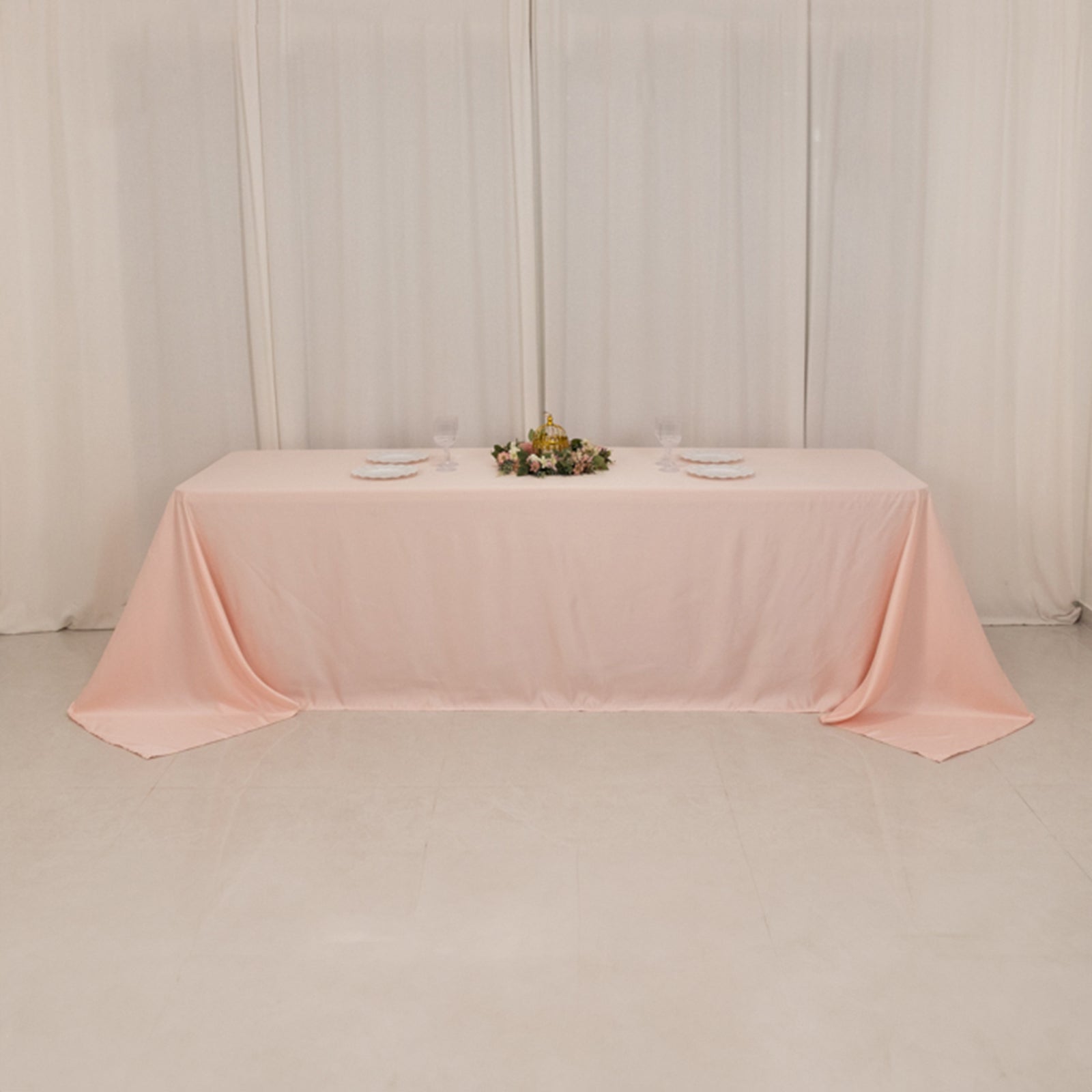 Lamour Satin 90x156 Rectangle Tablecloth Blush - Luxurious, Soft Seamless Table Cover