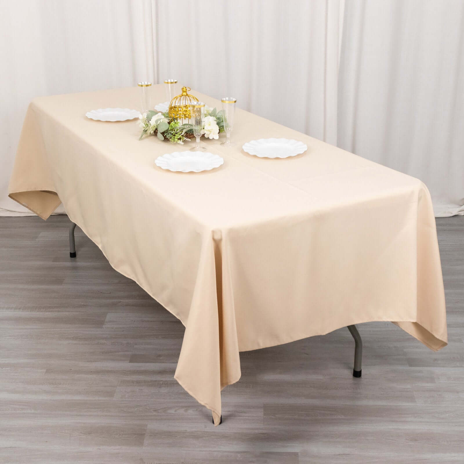 Premium Polyester 60x102 Rectangle Tablecloth Beige - Durable 220GSM Wrinkle-Resistant Table Cover