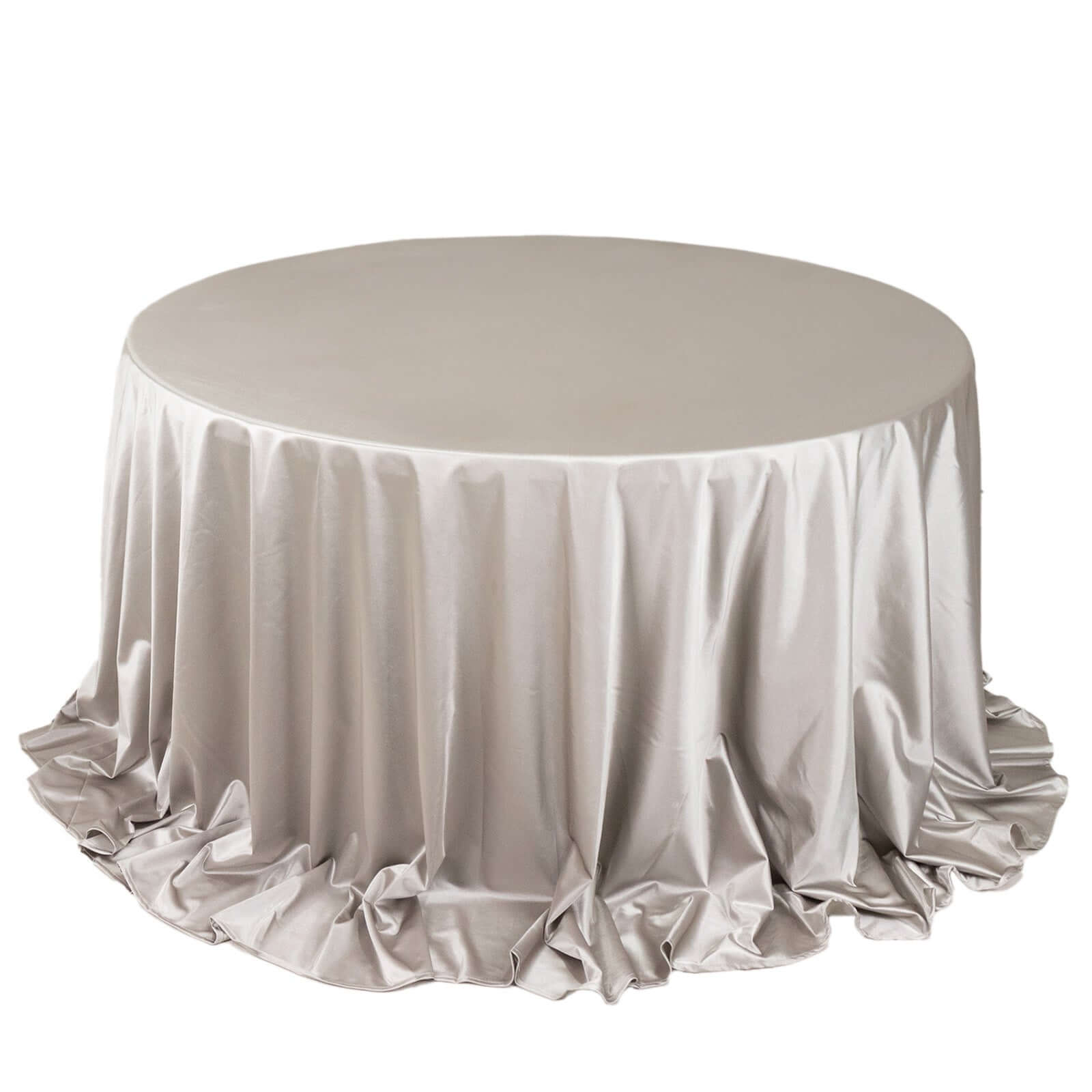 Premium Scuba Round 132 Tablecloth Shimmering Silver - Wrinkle Free, Stain Resistant & Seamless Table Cover