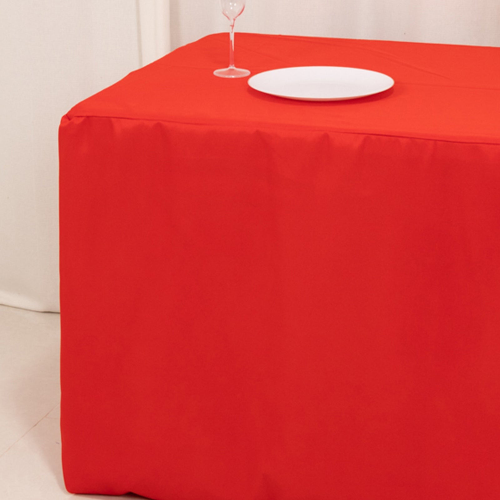 Premium Polyester 6ft Rectangle Tablecloth Red Durable Fitted 220GSM Table Cover