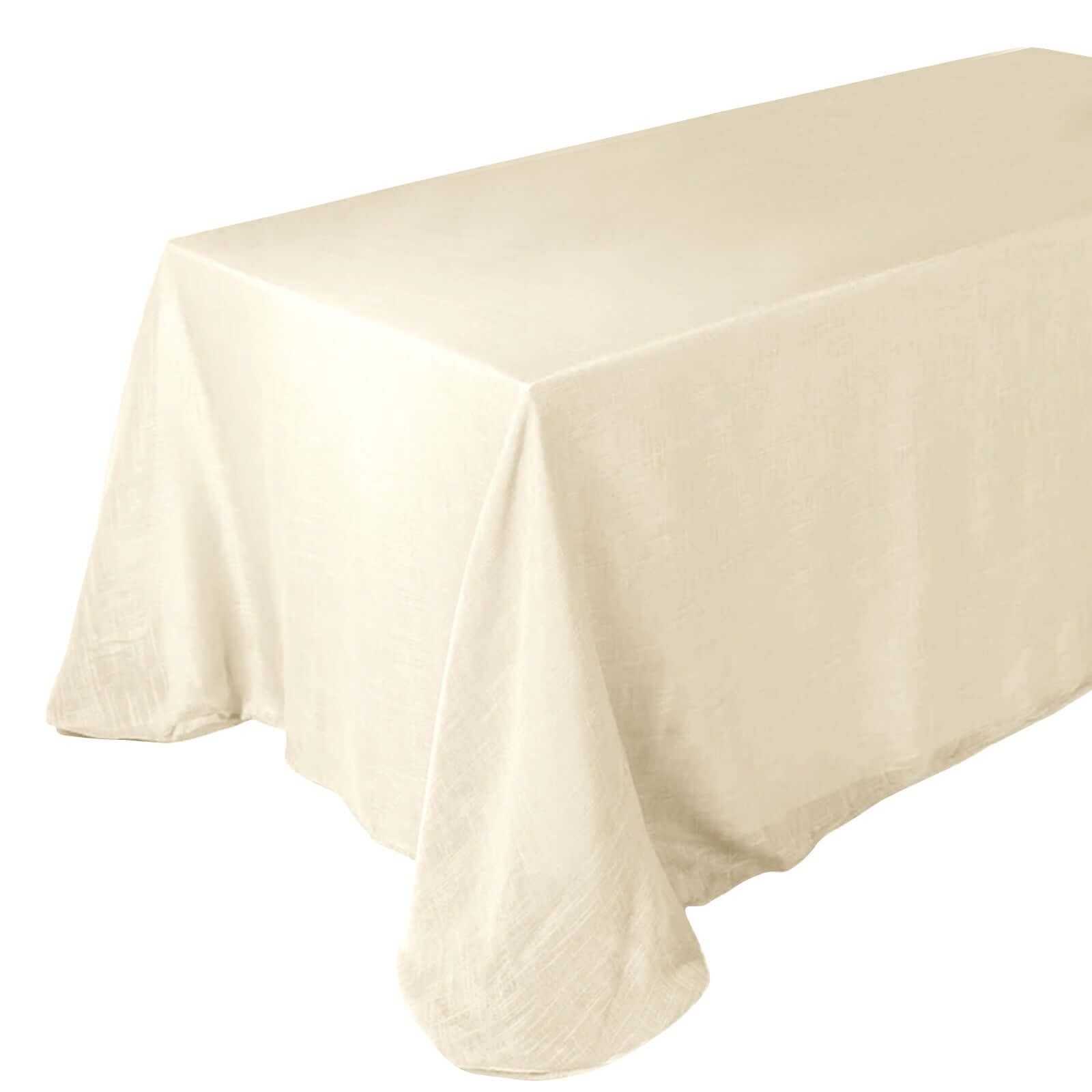 Faux Linen 90x132 Rectangular Tablecloth Beige - Slubby Texture Wrinkle-Resistant Seamless Table Cover