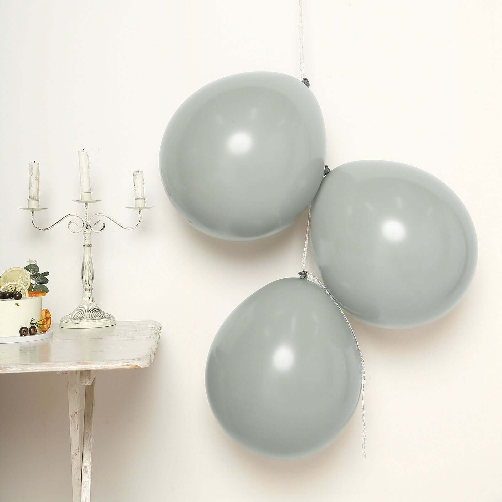 10 Pack 18 Matte Pastel Silver Helium or Air Latex Party Balloons