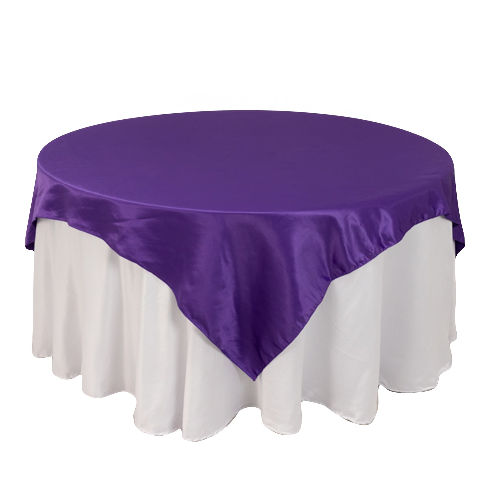 Lamour Satin 72x72 Table Overlay Square Tablecloth Purple - Smooth Finish Table Topper