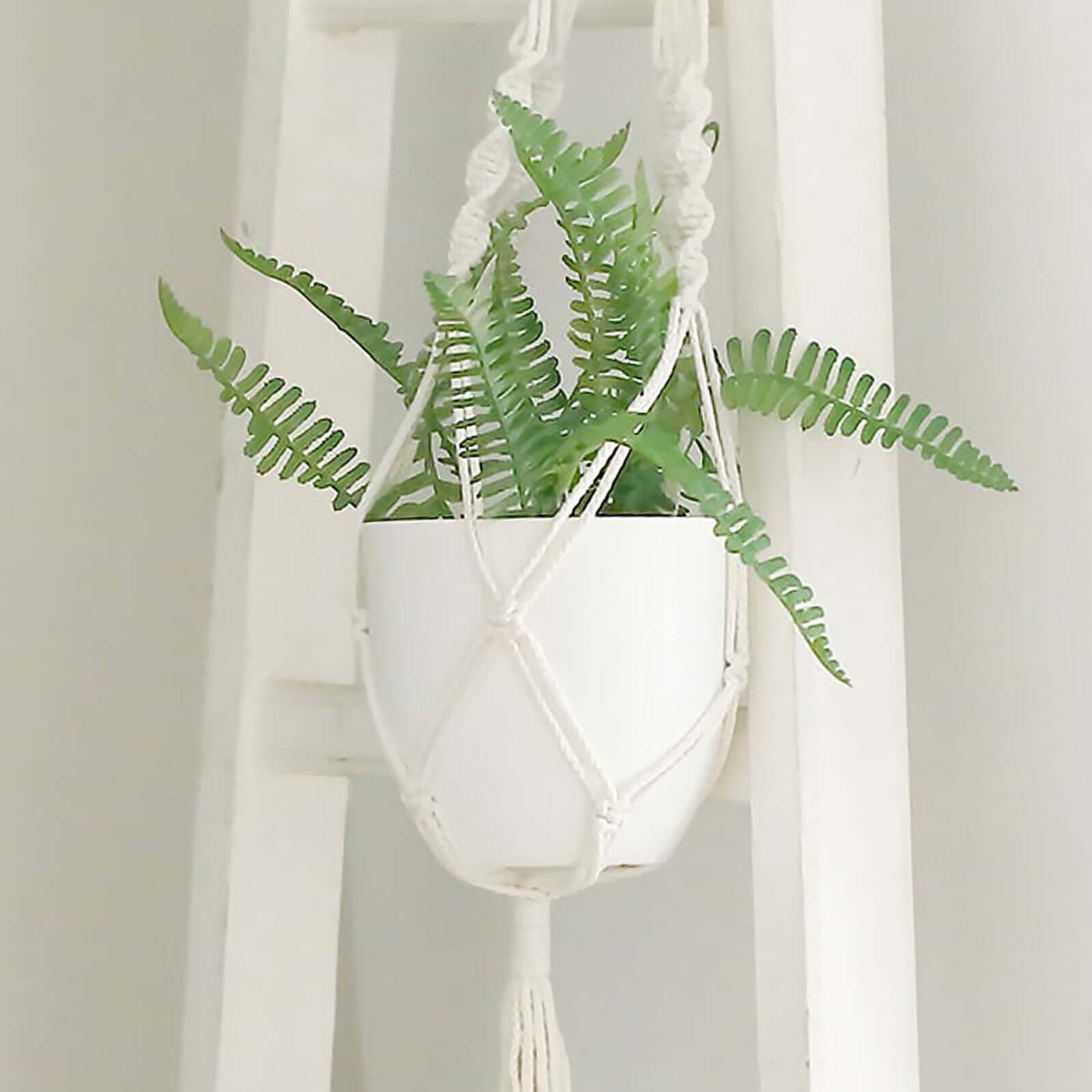 2-Pack Planter Pots Indoor Macrame Holder Design White - Plastic Plant Pots 5.5