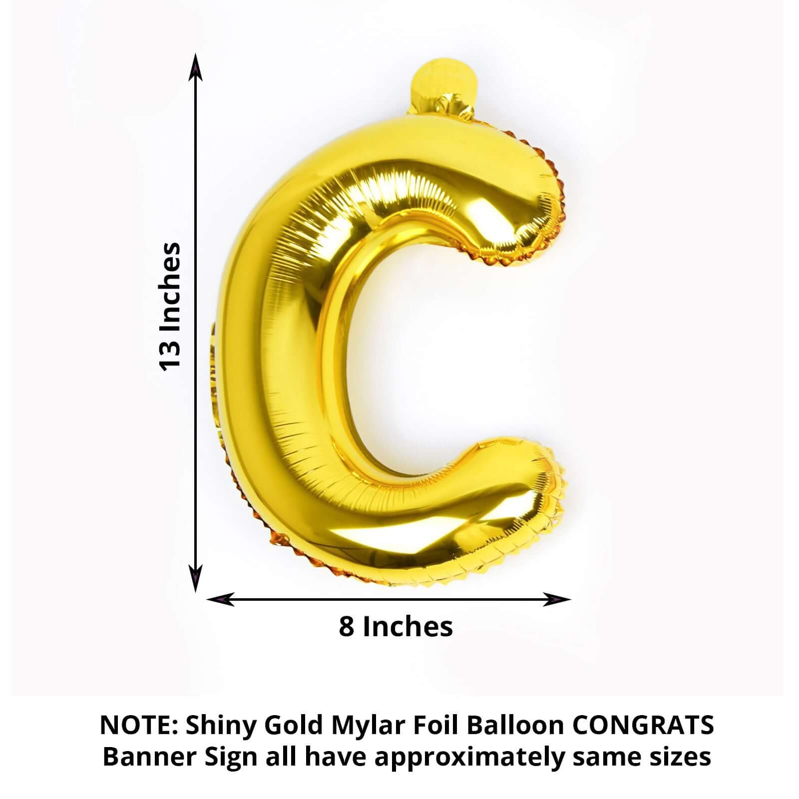 13 Ready-To-Use Shiny Gold Congrats Mylar Foil Balloon Banner Sign