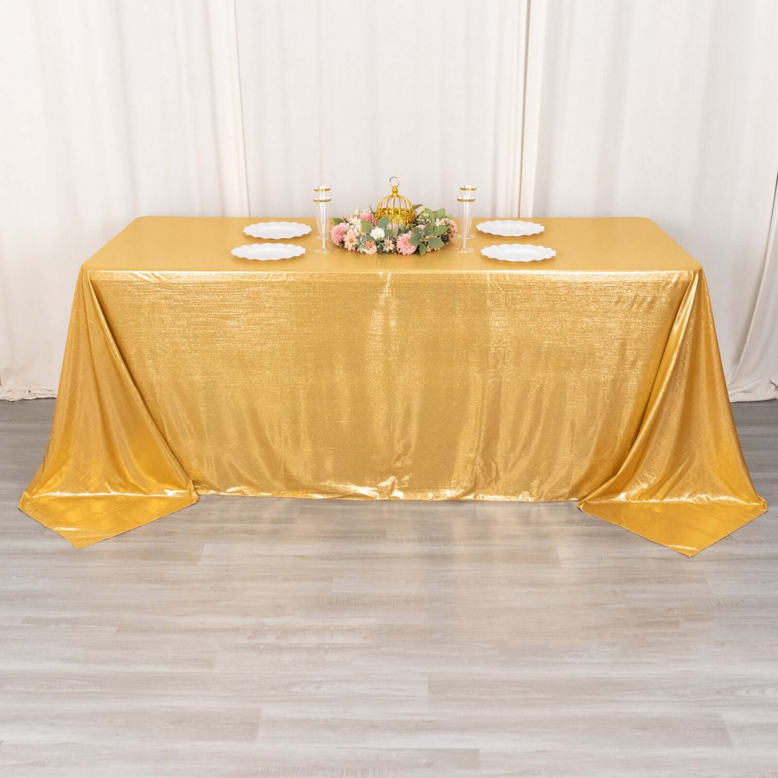 Sequin Dots Polyester 90x132 Rectangle Tablecloth Shimmering Gold - Seamless, Glittering & Wrinkle Free Table Cover for Stylish Event Decor