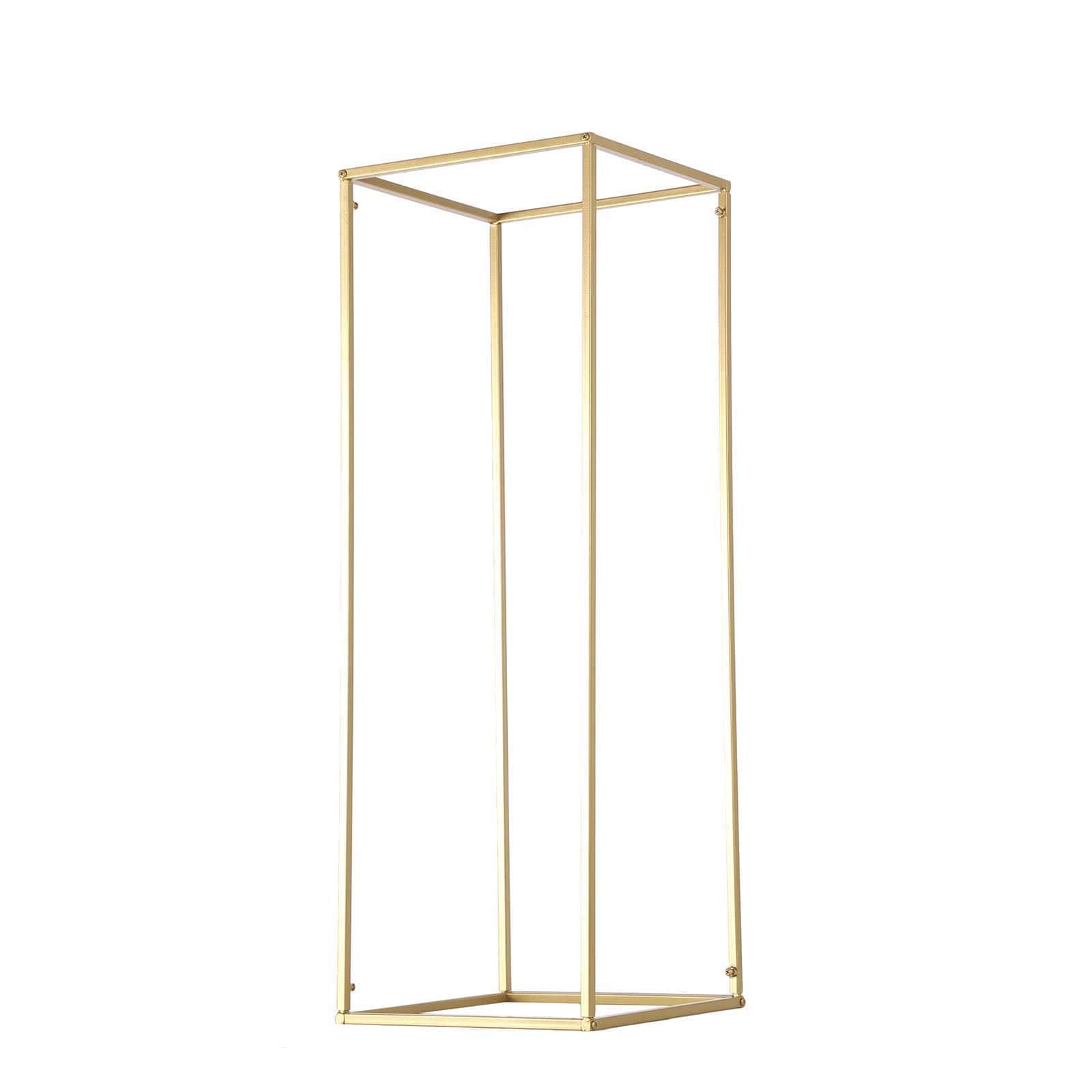 2-Pack Wedding Flower Stand Gold Metal Geometric Column Frame Rectangular - Versatile Floral Pedestal for Sophisticated Arrangements 32