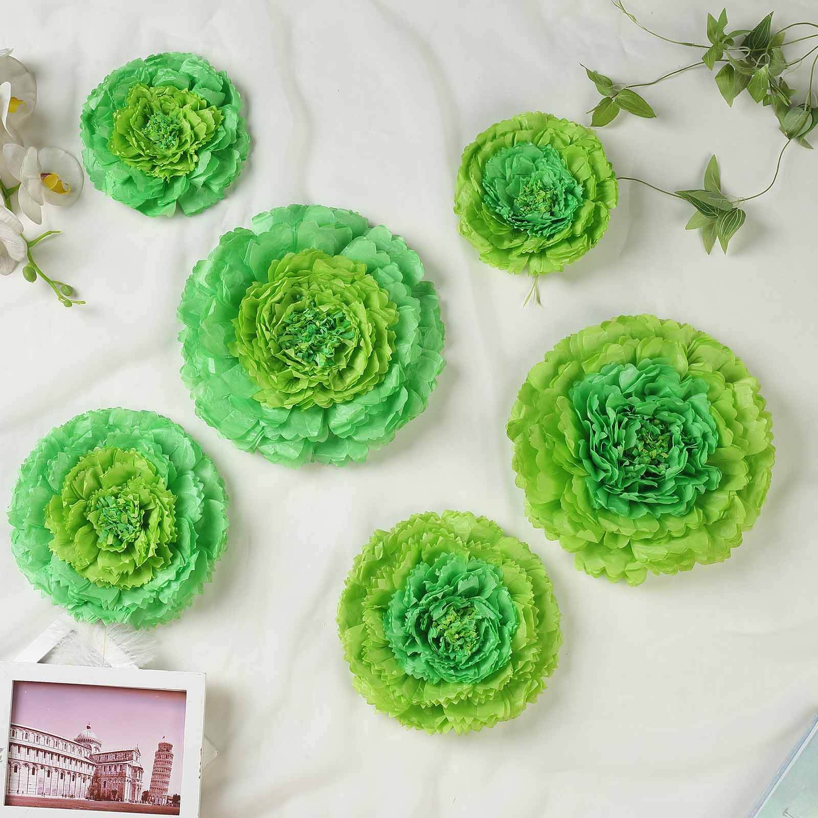 Set of 6 Mint Green Carnation 3D Paper Flowers Wall Decor - 7,9,11