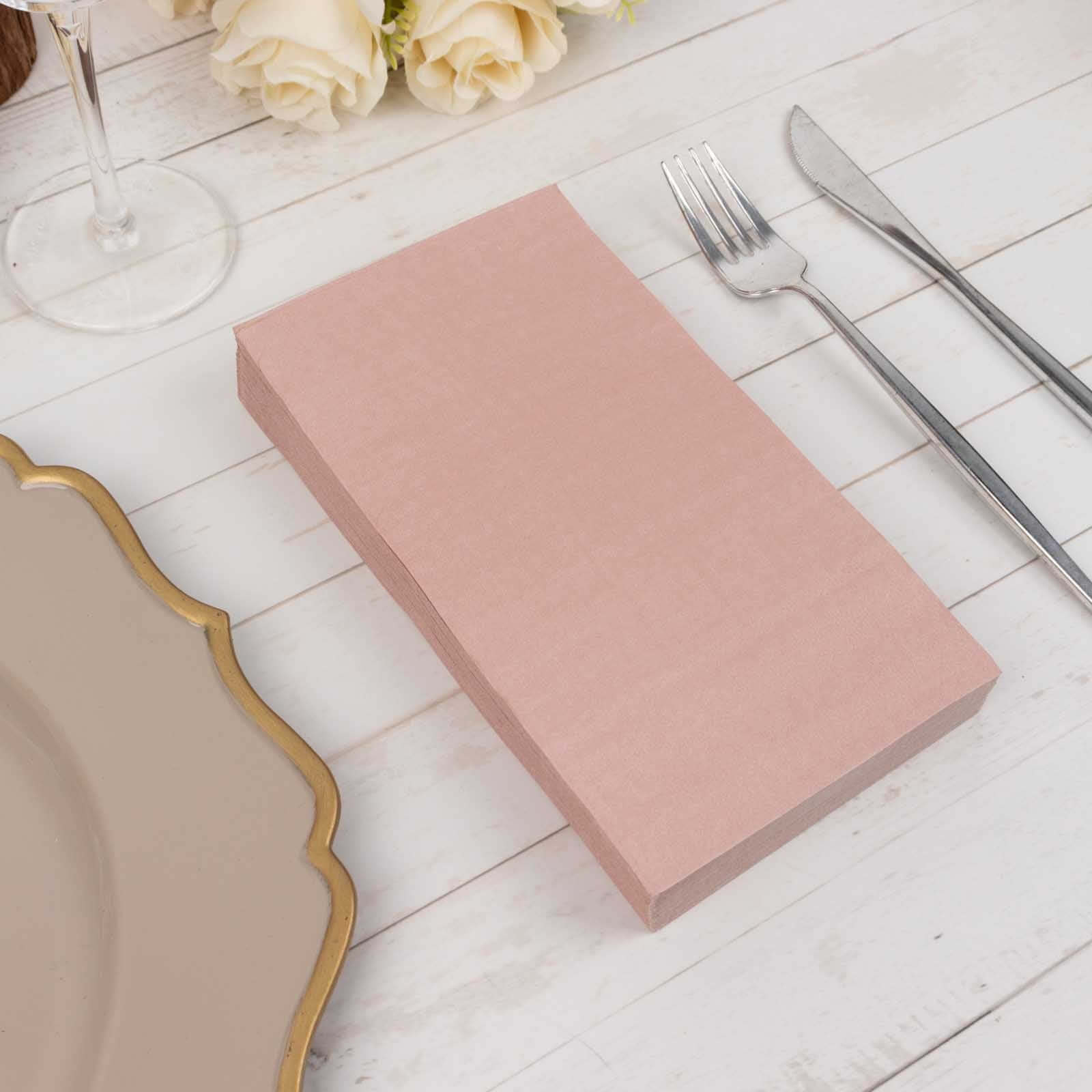 50-Pack Paper Napkins Soft Dusty Rose - Disposable 2-Ply Cocktail and Beverage Napkins for Weddings