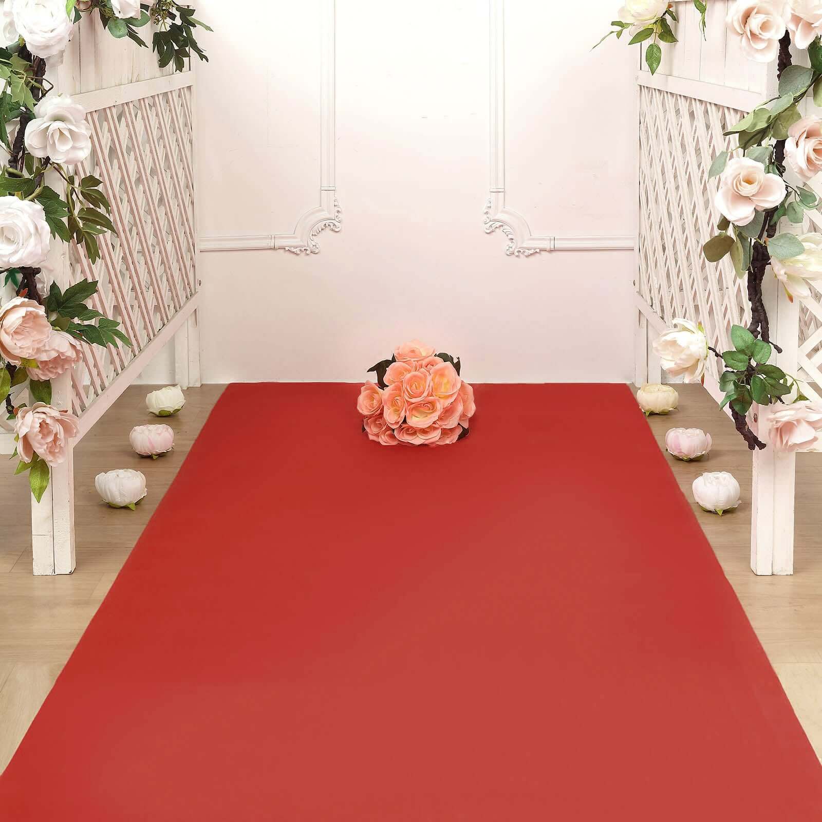 3ftx100ft Hollywood Red Carpet Runner for Party, Red Rayon Wedding Aisle Runner