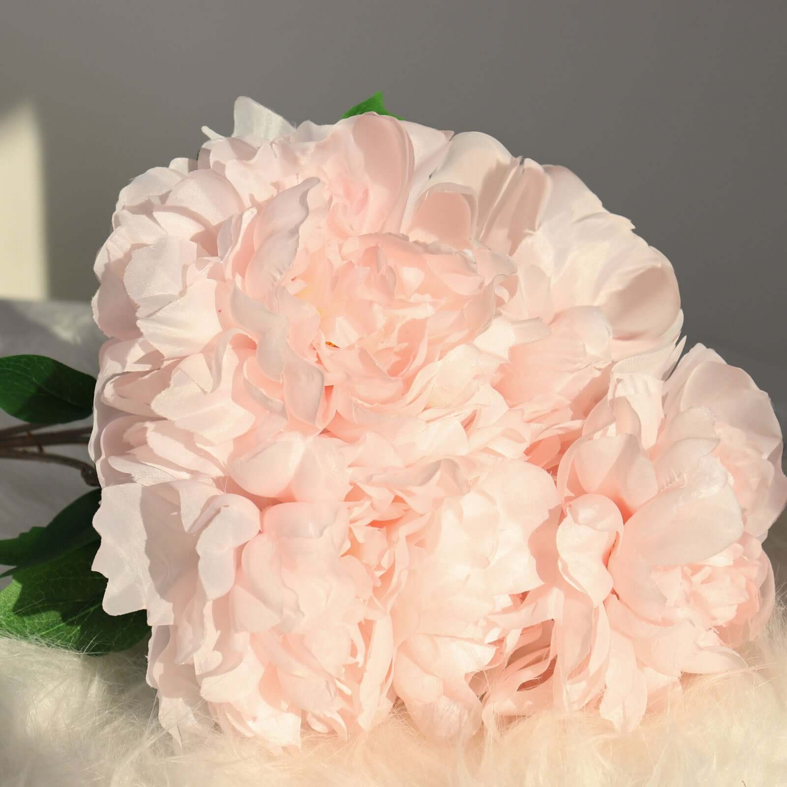 2 Bushes 17 Blush Artificial Silk Peony Flower Bouquets, Real Touch Peonies Spray