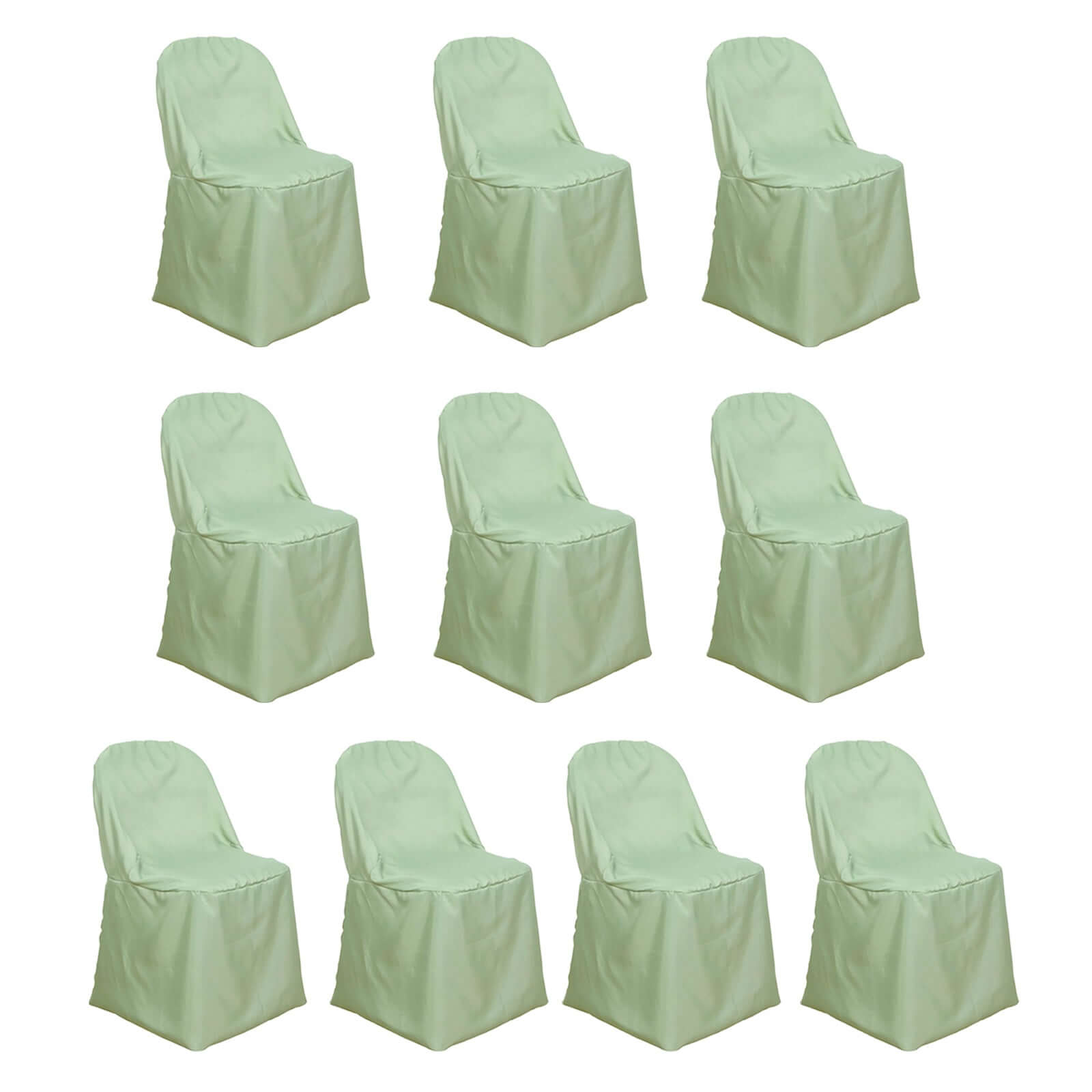 10 Pack Polyester Chair Covers for Folding Chairs Sage Green - Wrinkle-Free Stain-Resistant Slip-On Slipcovers