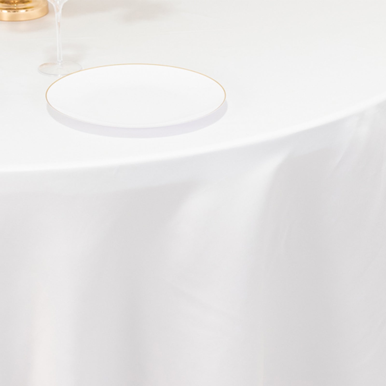 Lamour Satin 120 Round Tablecloth White - Seamless Table Cover with Soft Tempered Sheen for Upscale Gatherings