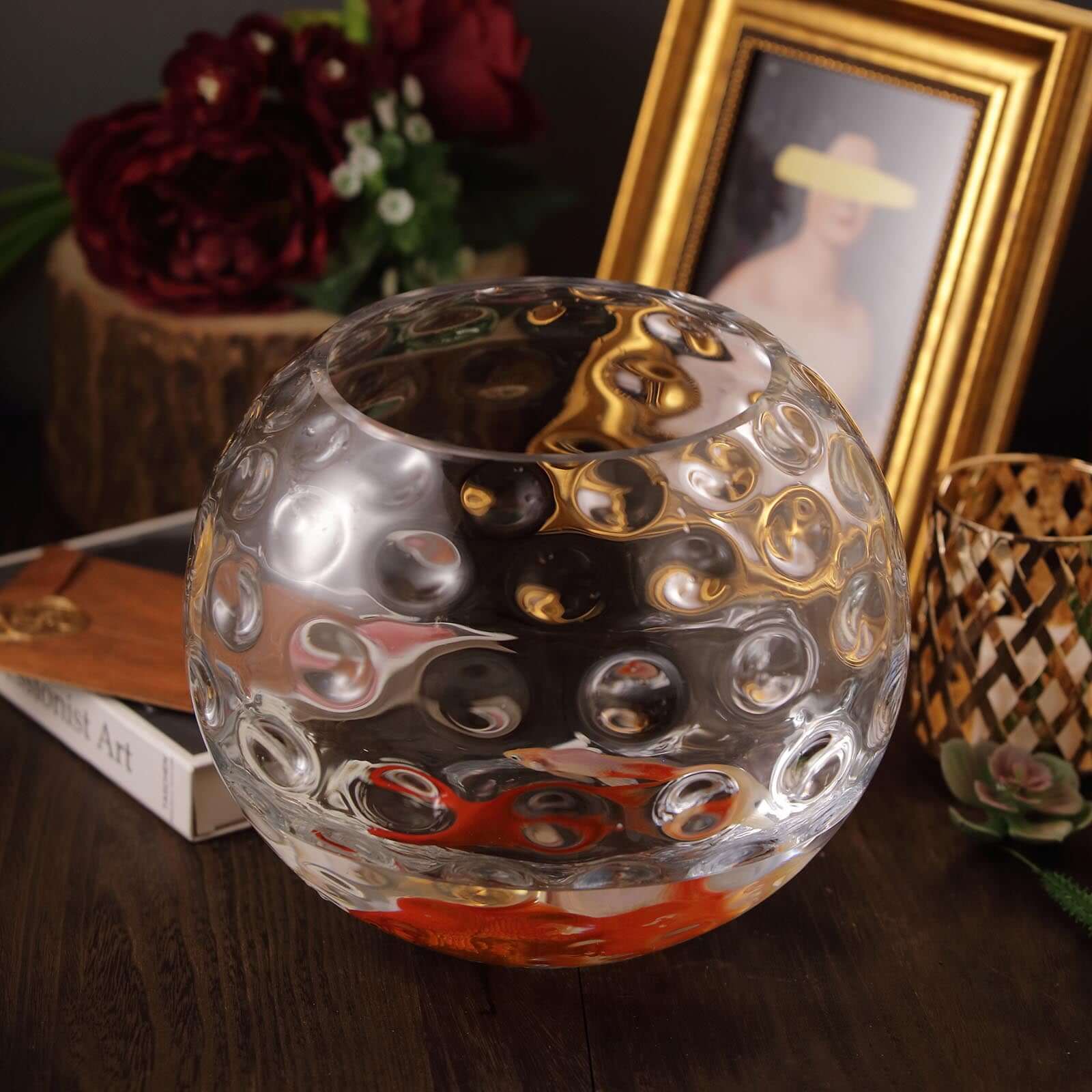 2-Pack Glass Bubble Vases Sphere Hobnail Design Clear Round - Decorative Votive Tealight Wedding Centerpieces 8