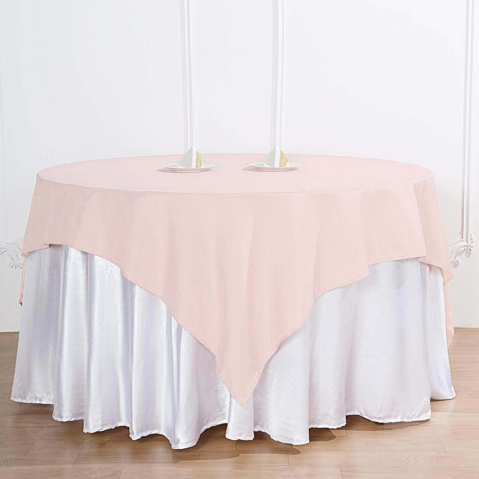 Polyester 70x70 Table Overlay Square Tablecloth Blush - Wrinkle-Resistant & Durable Table Cover