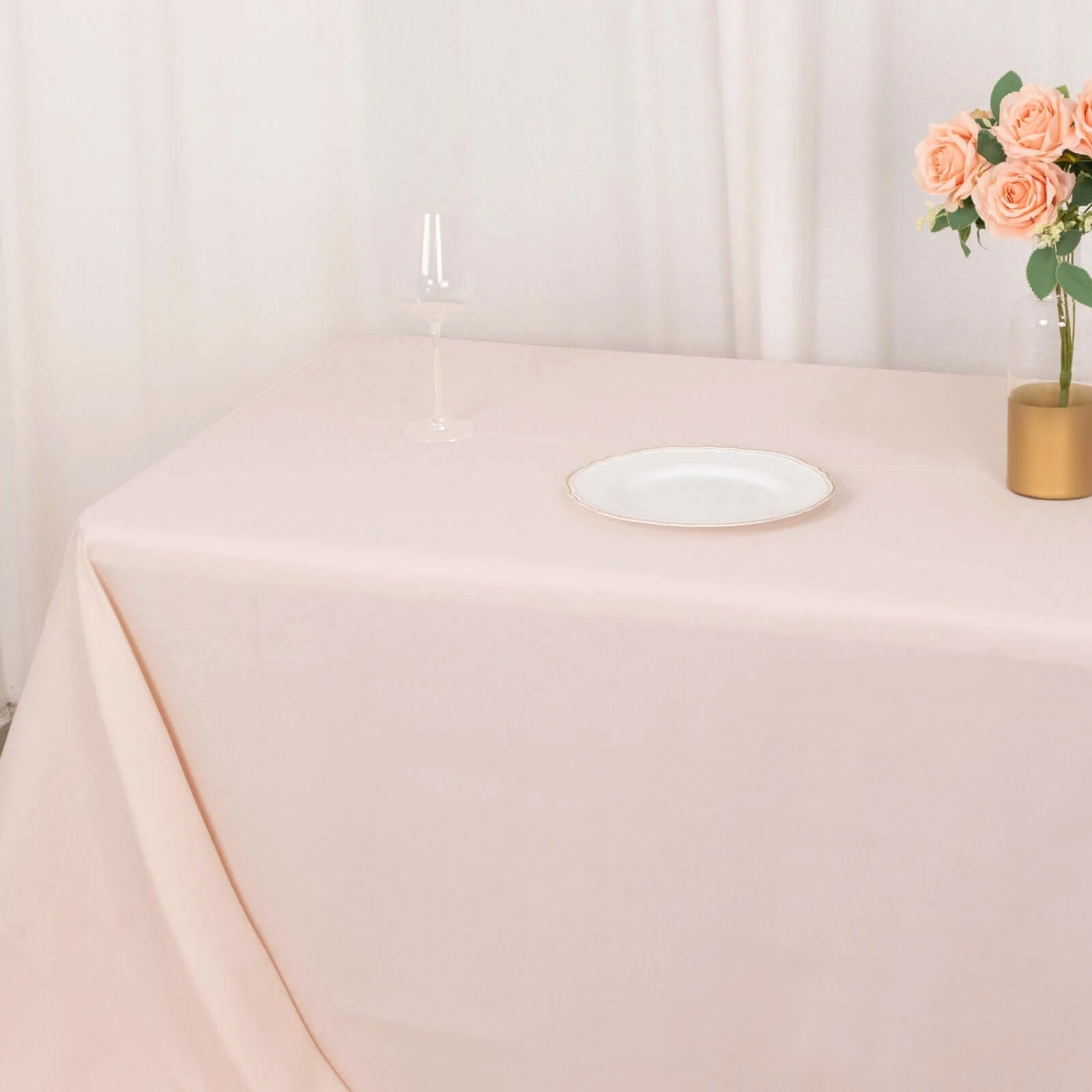 Premium Polyester 90x156 Rectangle Tablecloth Blush - Seamless 220GSM Stain-Resistant Table Cover