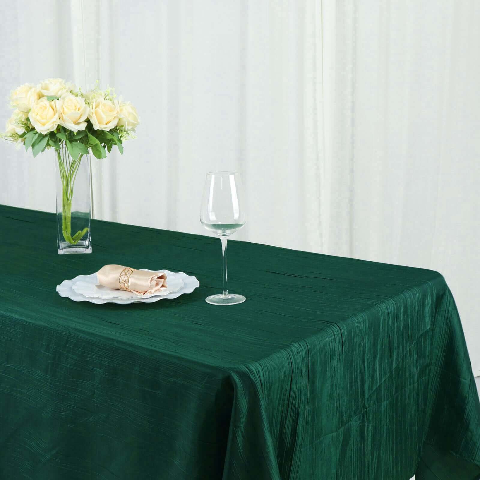 Taffeta 60x102 Rectangle Tablecloth Hunter Emerald Green - Accordion Crinkle Table Cover