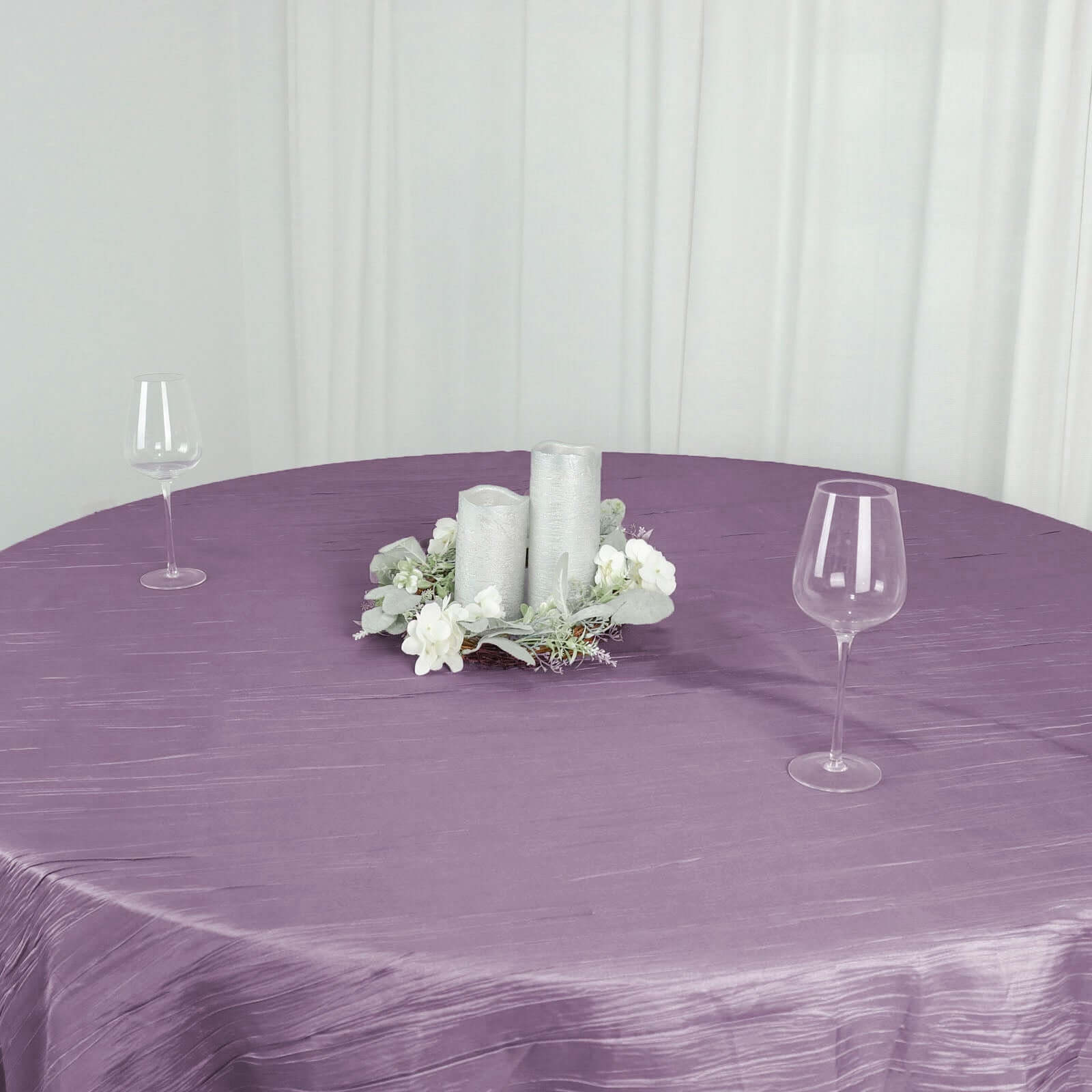 Taffeta 90x90 Table Overlay Square Tablecloth Violet Amethyst - Accordion Crinkle Table Cover