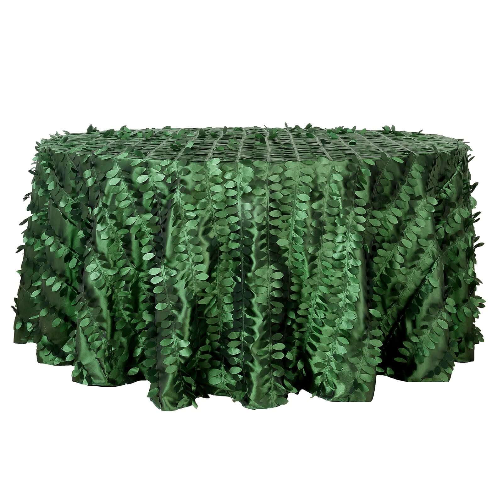 Taffeta 120 Round Tablecloth Green Leaf | 3D Leaf Petal Design Seamless Table Cover