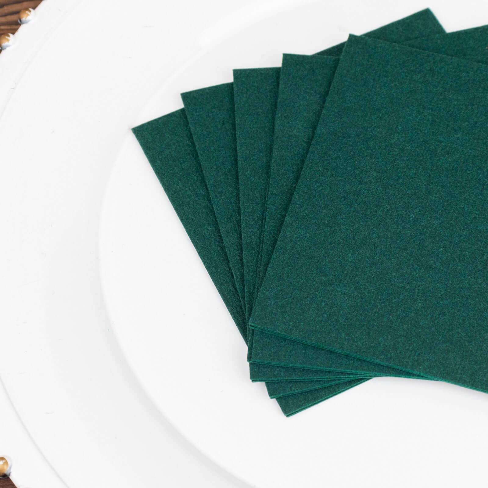 20-Pack Paper Linen-Like Cocktail Napkins Hunter Emerald Green - Disposable 5x5 Airlaid Soft Napkins