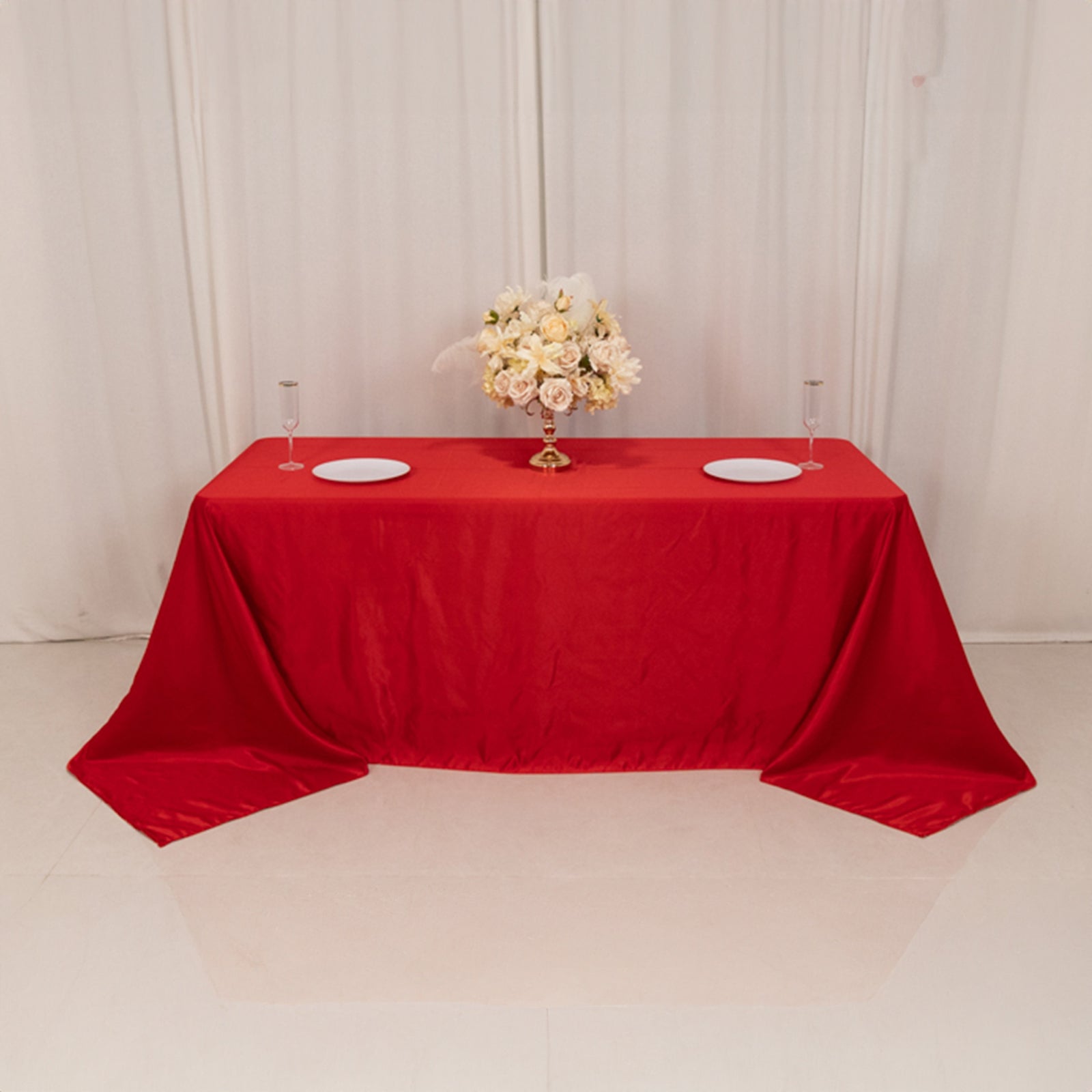 Lamour Satin 90x132 Rectangle Tablecloth Red - Soft & Silk-Like Seamless Table Cover