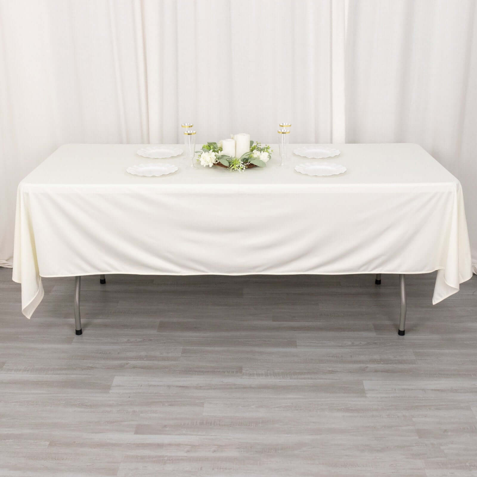 Premium Scuba Rectangular 60x102 Tablecloth Ivory - Wrinkle Free & Stain Resistant Table Cover