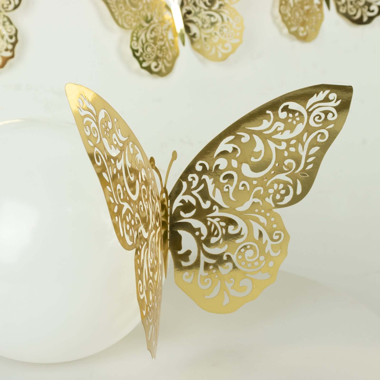 10 Pack Metallic Gold Foil Large 3D Butterfly Wall Stickers, 9x14 Butterfly Paper Charger Placemat