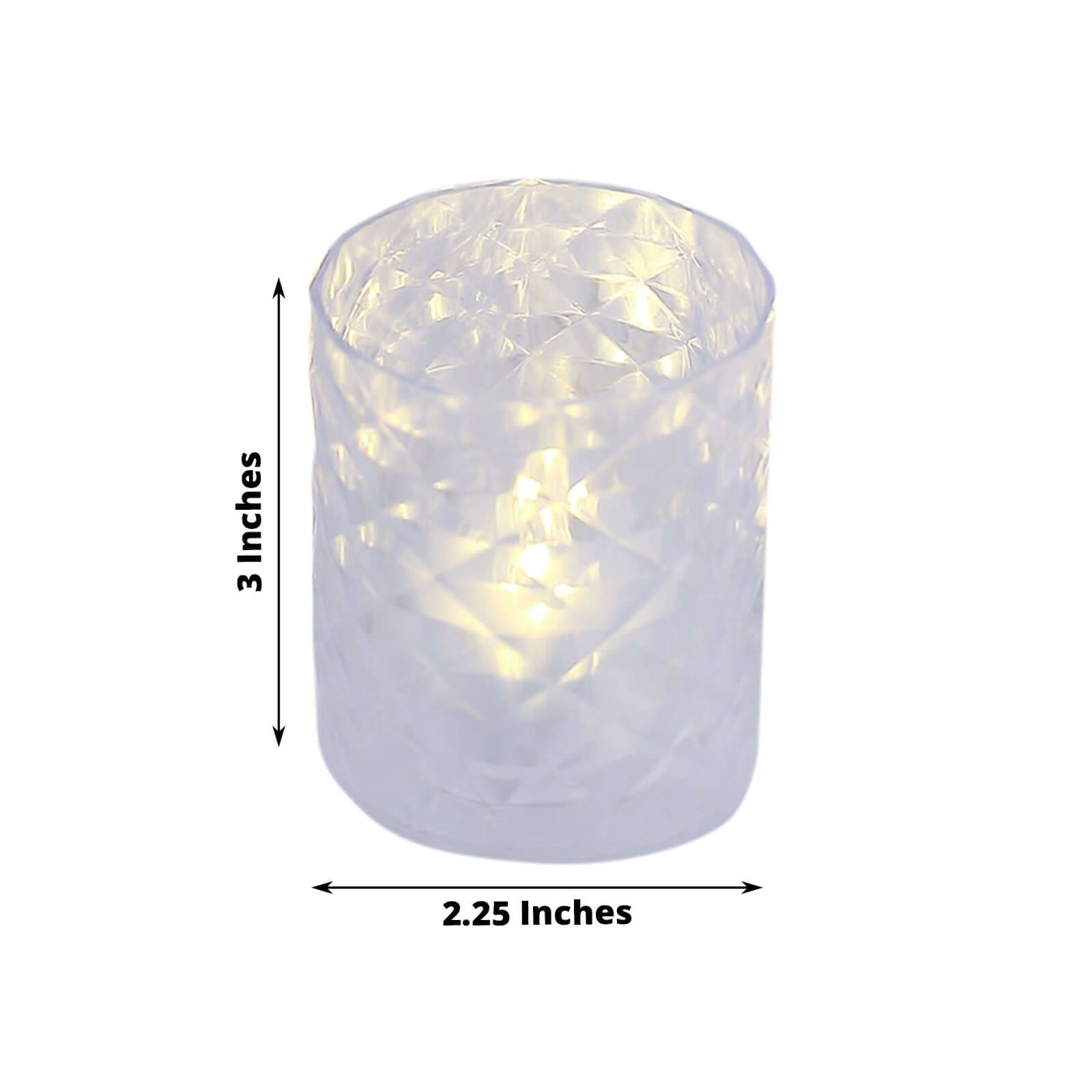 12-Pack LED Tealight Candle Holders Whiskey Glass Design Clear - Warm White Battery Operated Lights 3