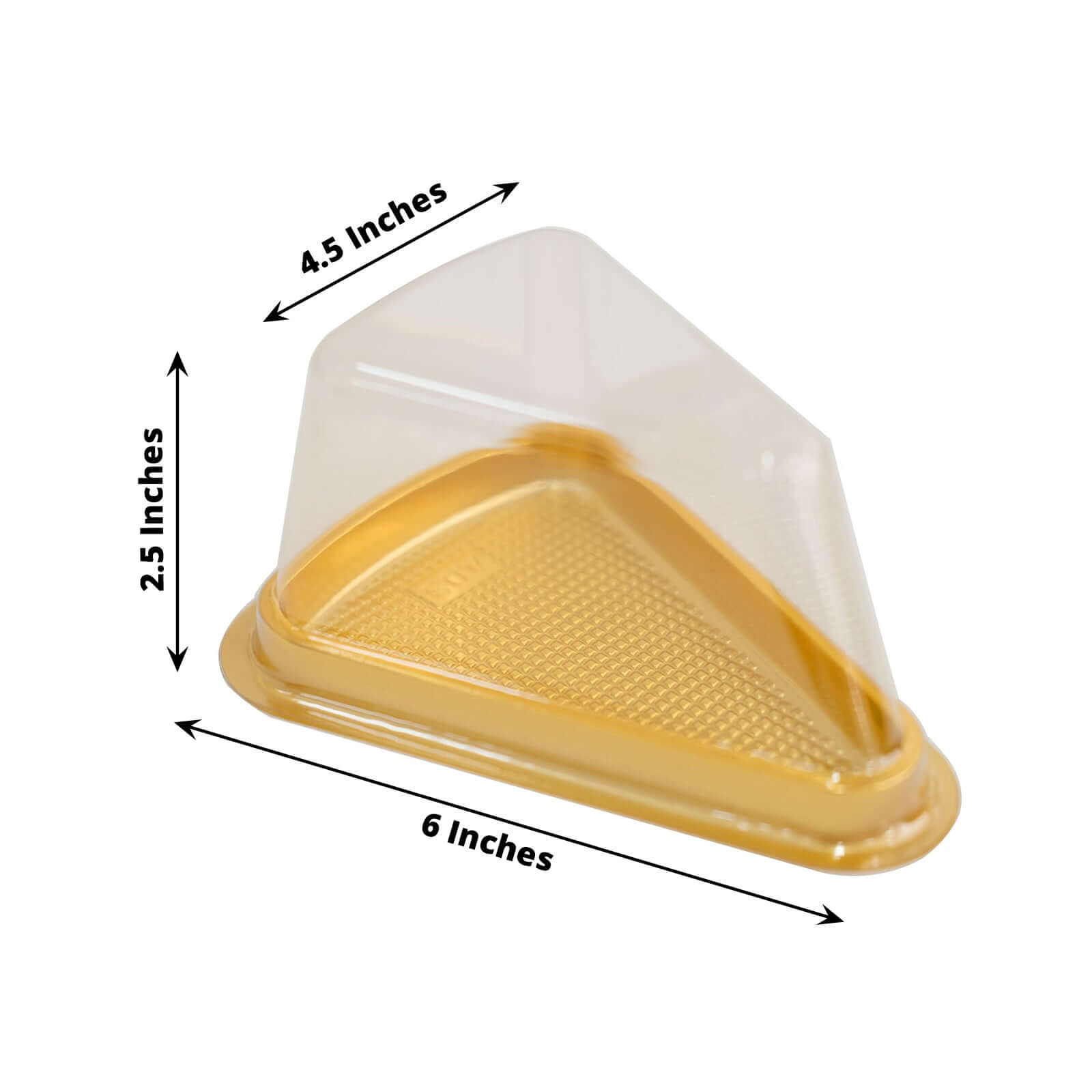 50-Pack Plastic Cake Slice Favor Containers Gold/Clear - Chic Individual Cheesecake Pie Party Favor Boxes with Lid for Events & Catering 6x4.5x2.5