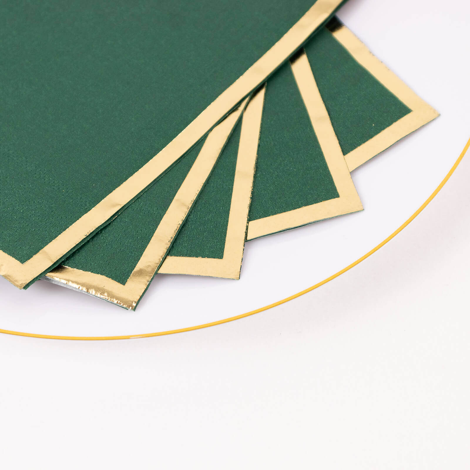 50-Pack Paper Dinner Napkins Hunter Emerald Green with Gold Foil Edge 2 Ply - Stylish Disposable Napkins