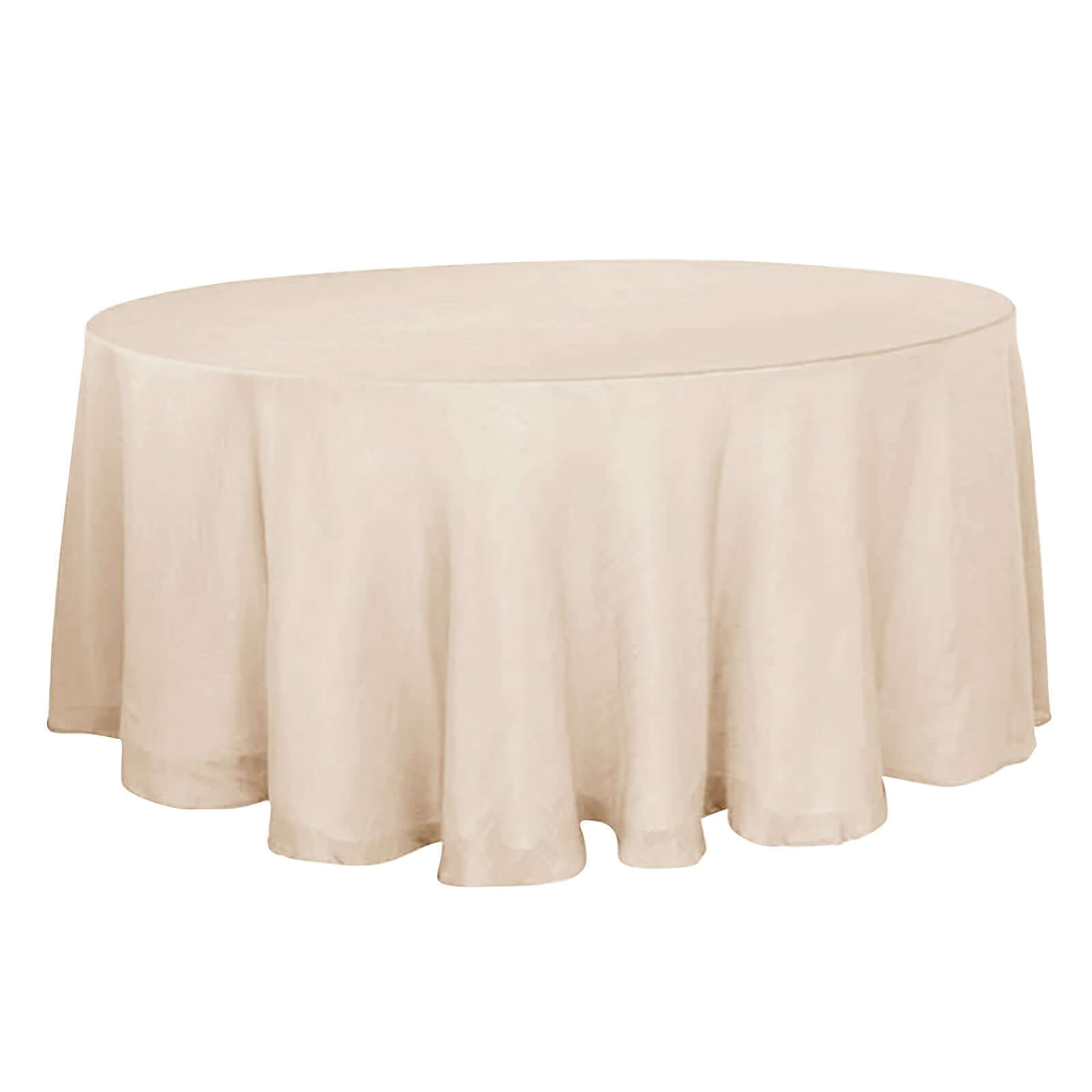 Faux Linen 120 Round Tablecloth Beige - Slubby Texture Wrinkle-Resistant Seamless Table Cover