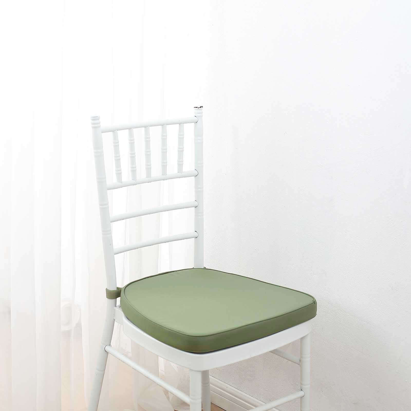 Chiavari Chair Cushion with 1.5 Thick Memory Foam and Ties Dusty Sage Green - Stylish Removable Cover for Comfort