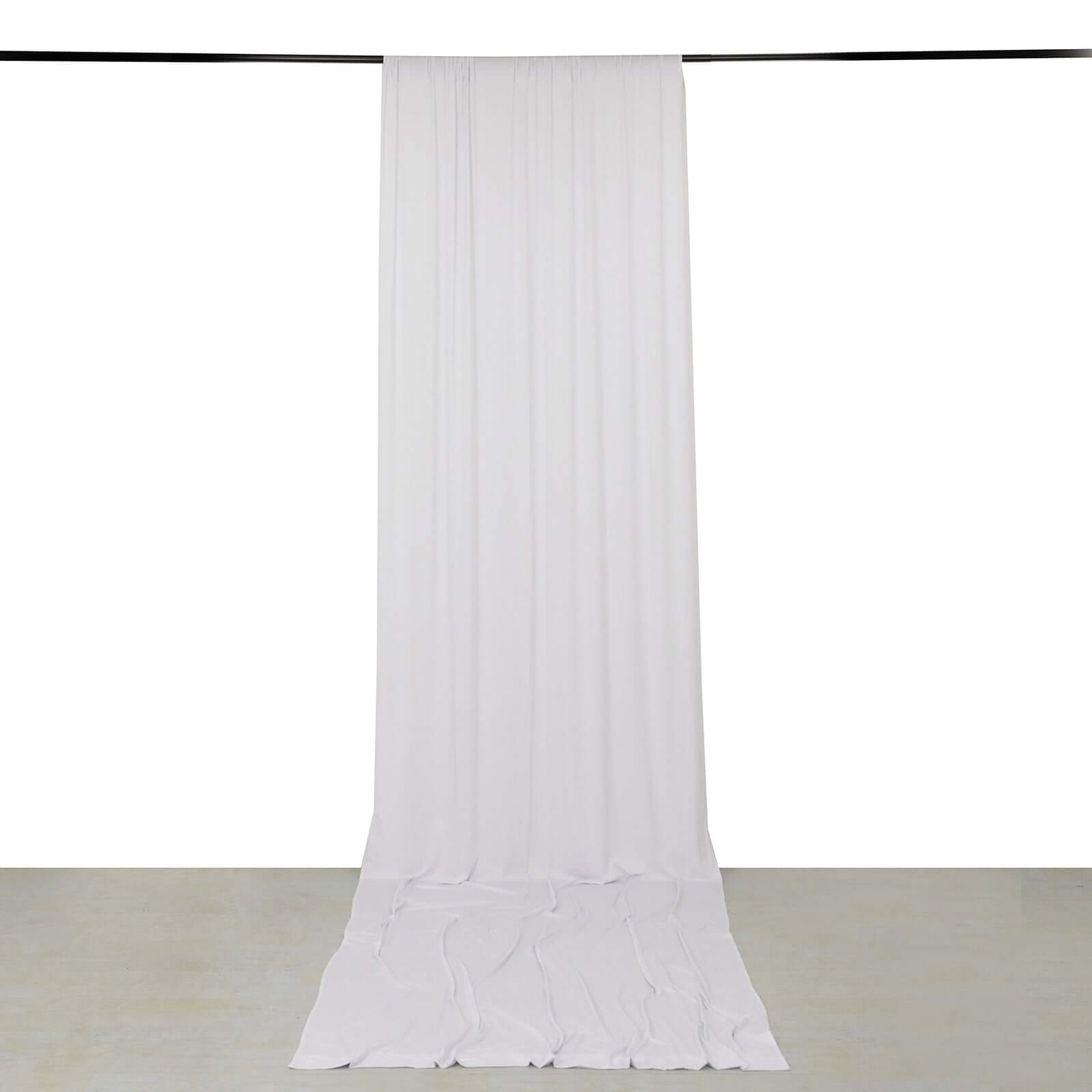 White 4-Way Stretch Spandex Event Curtain Drapes, Wrinkle Free Backdrop Event Panel with Rod Pockets - 5ftx16ft