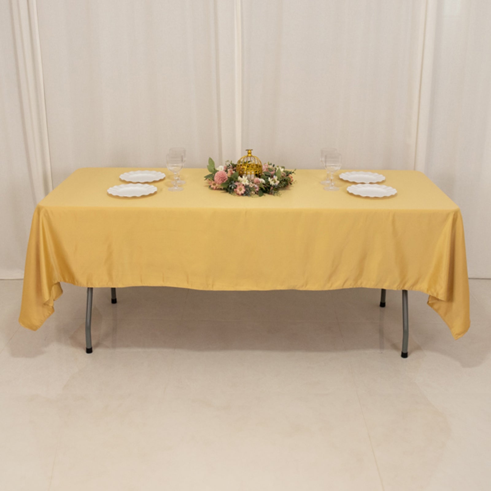 Lamour Satin 60x102 Rectangle Tablecloth Champagne - Durable & Silky Soft Feel Table Cover